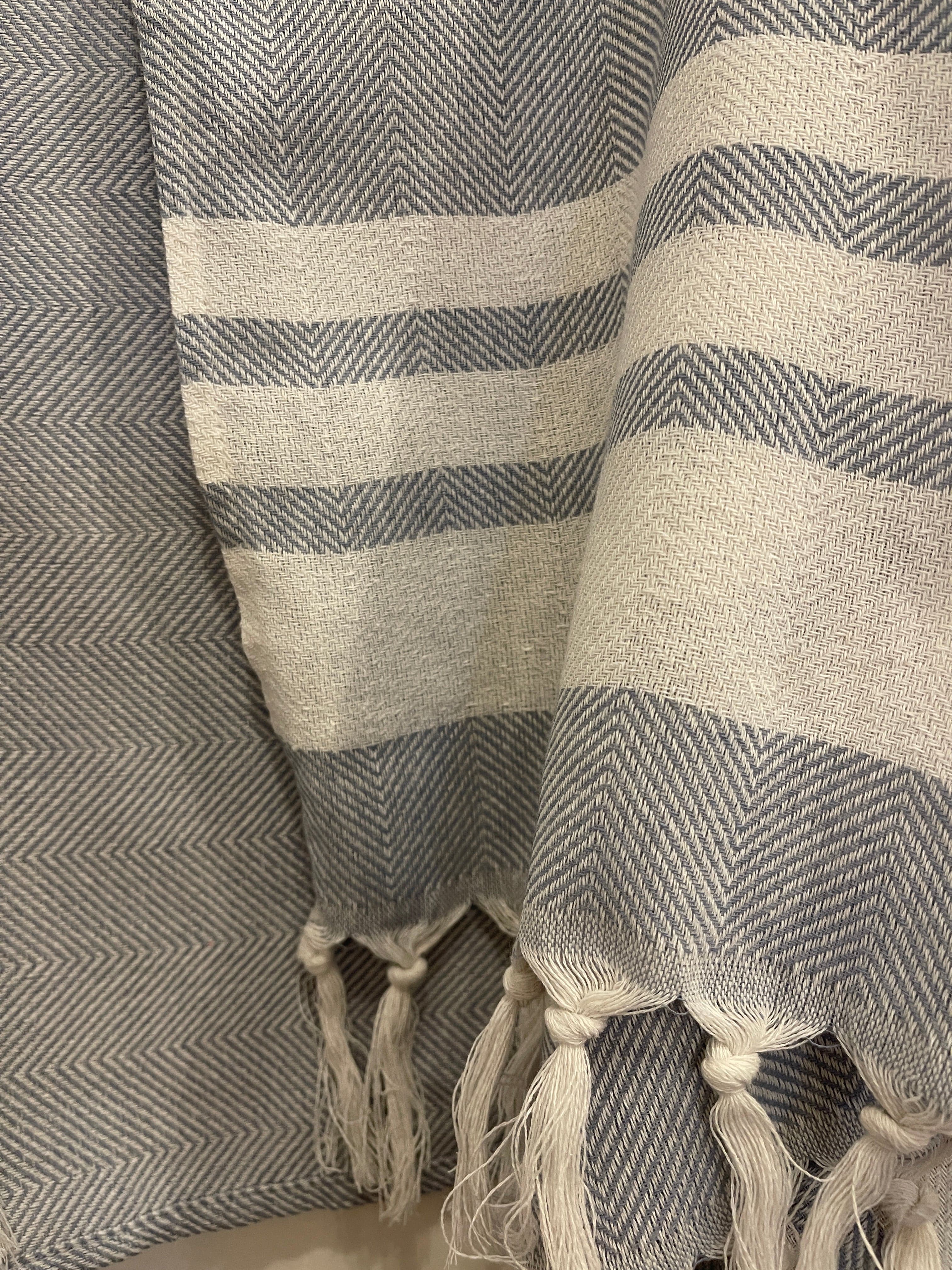 Strandponcho - Dusty Blue (100x180 cm) Tørklæder og sjaler Uldplaiden