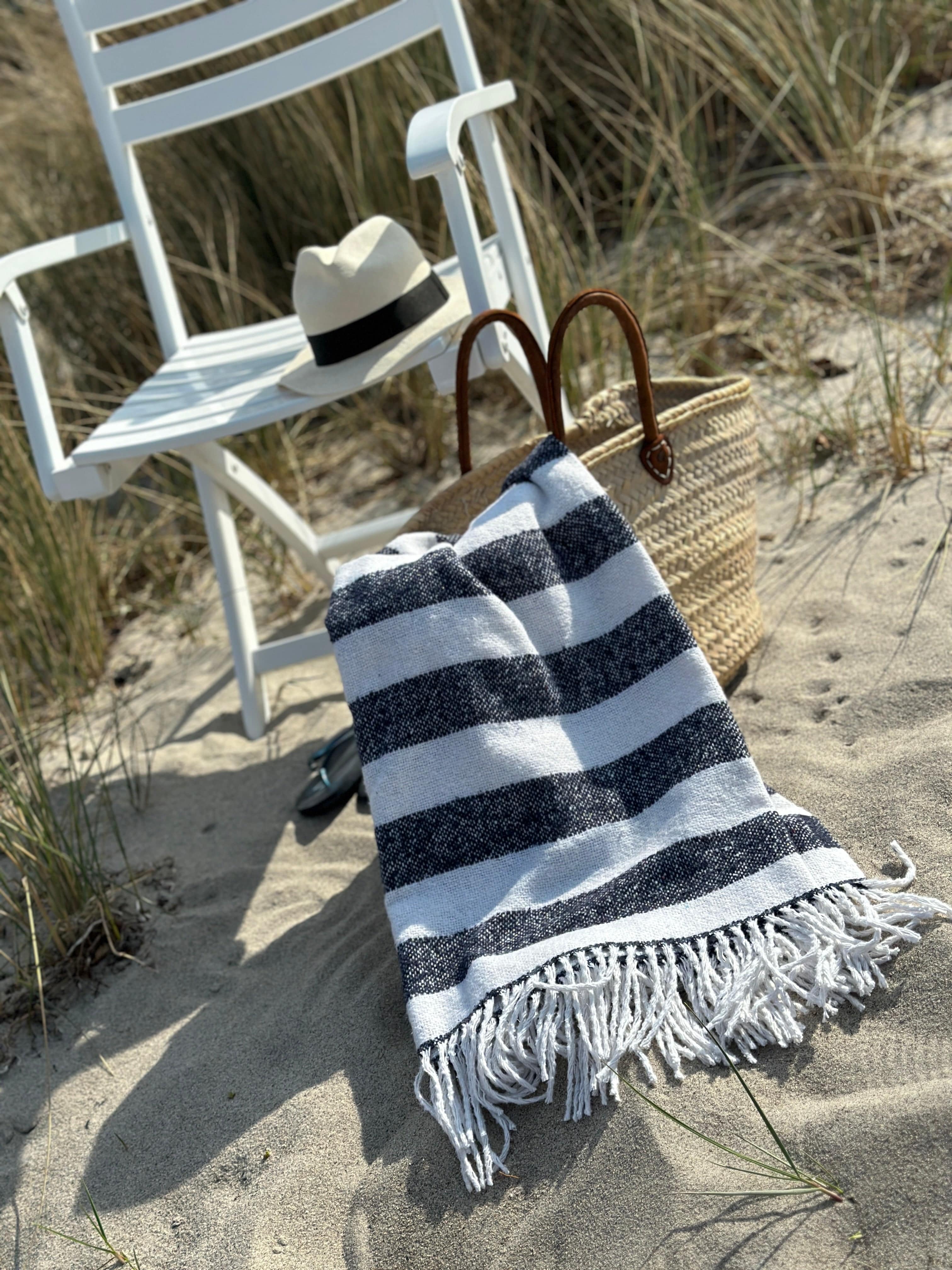 Hasmark Plaid i Havblå - 100% Recycled Uldplaid Uldplaiden
