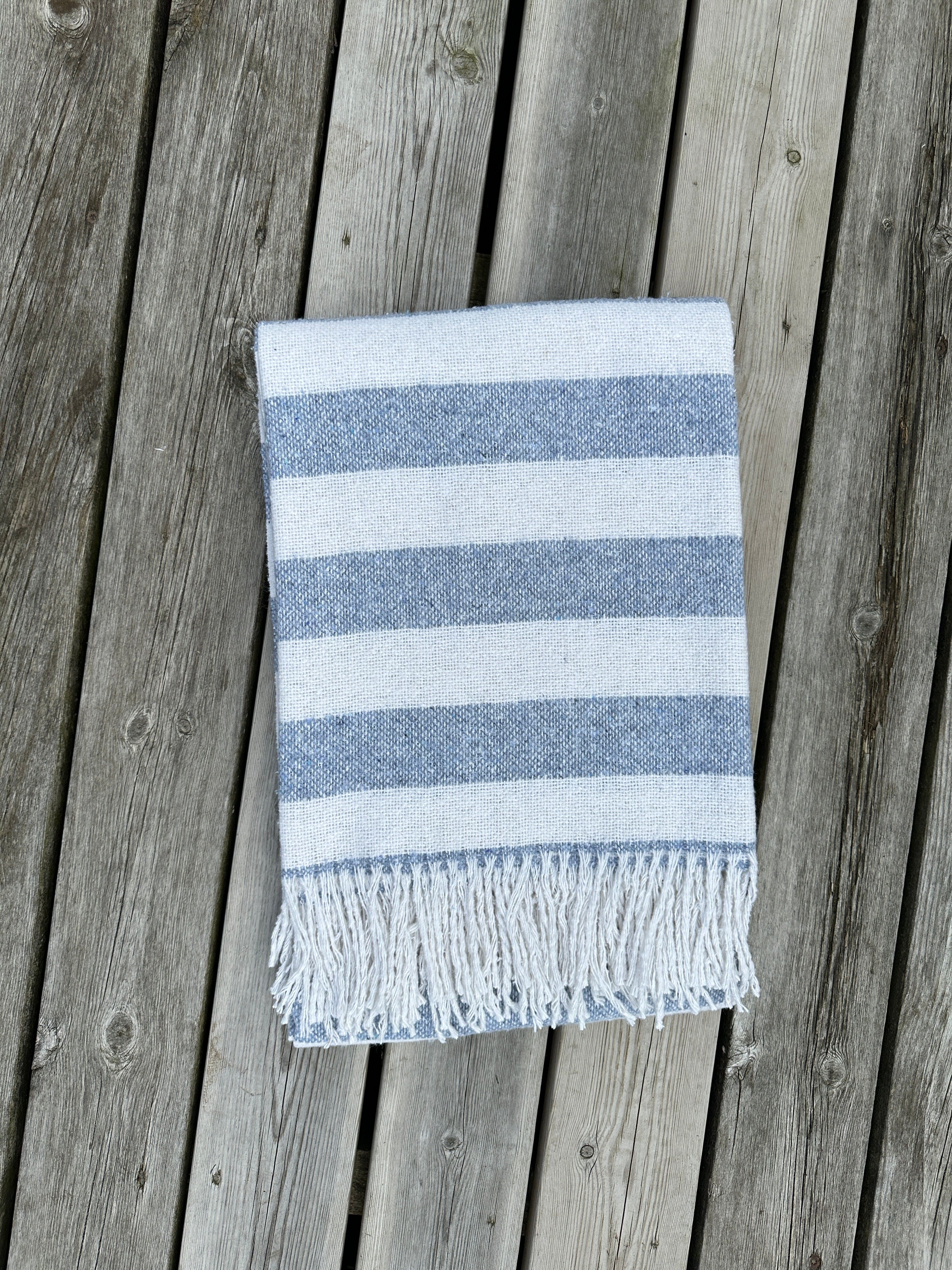 Hasmark Plaid i Himmelblå - 100% Recycled Uldplaid Uldplaiden