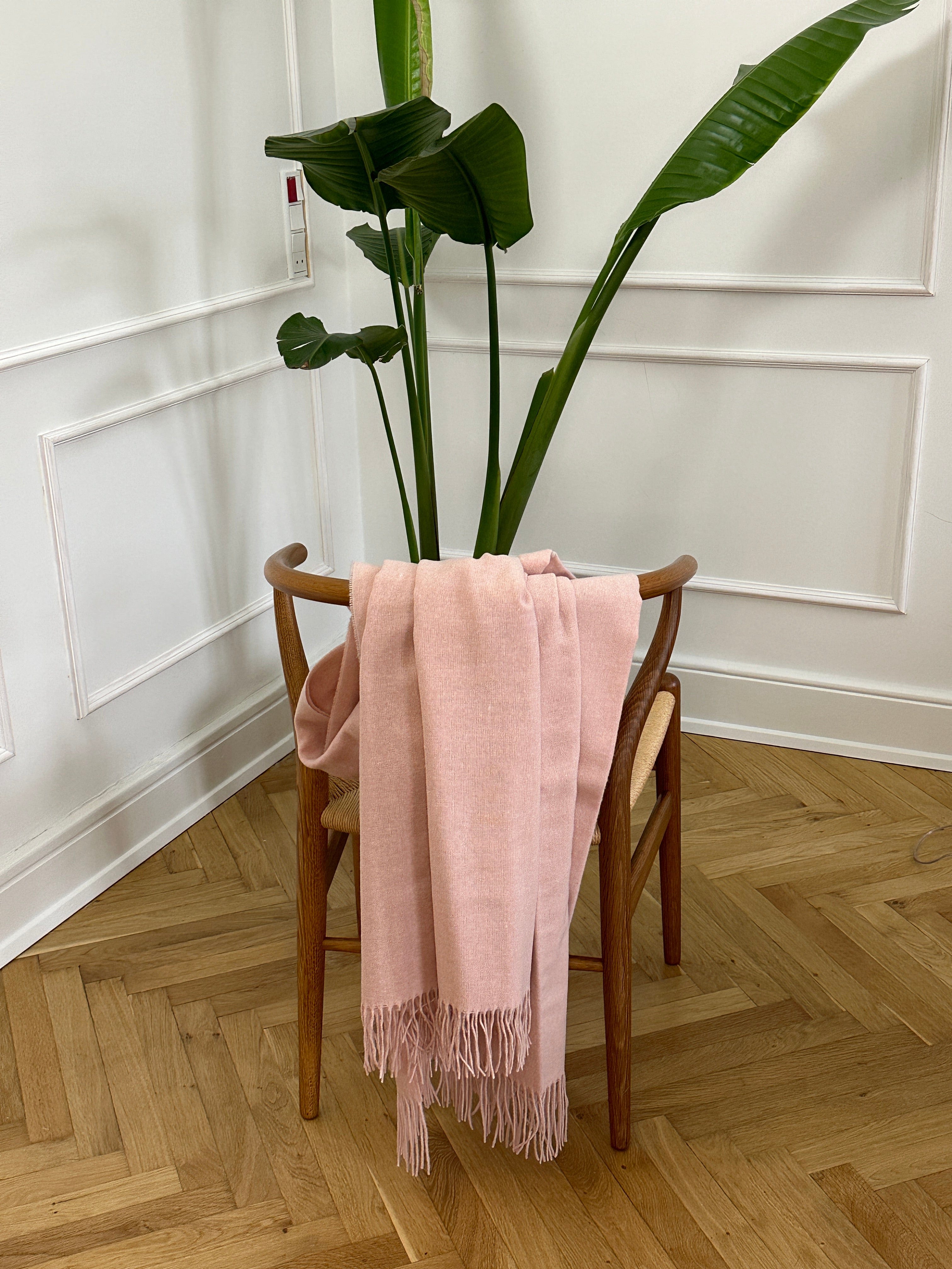 Plaid i 20% Merinould - Lys Rosa (140x200 cm) Uldplaid Uldplaiden