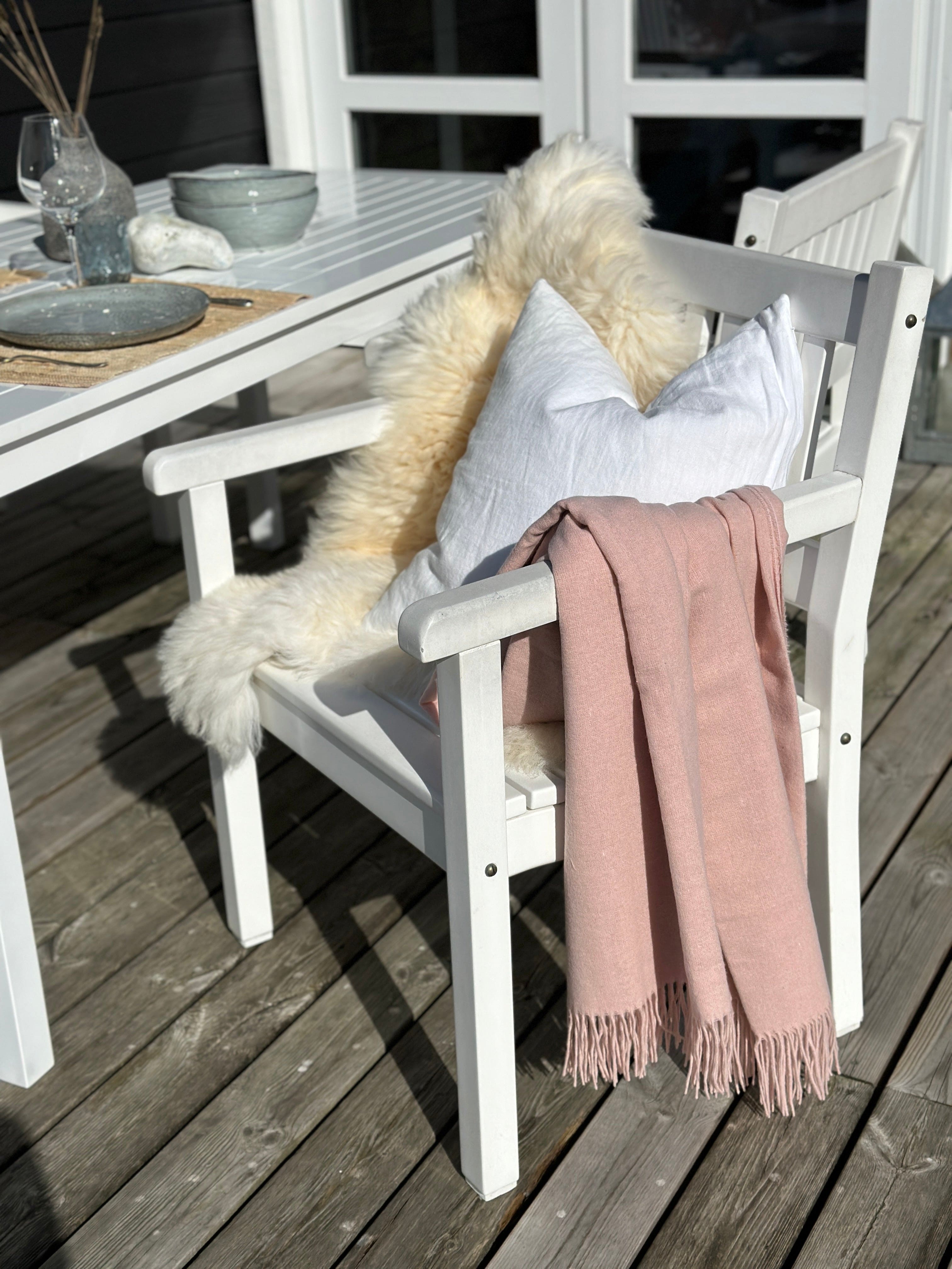 Plaid i 20% Merinould - Lys Rosa (140x200 cm) Uldplaid Uldplaiden