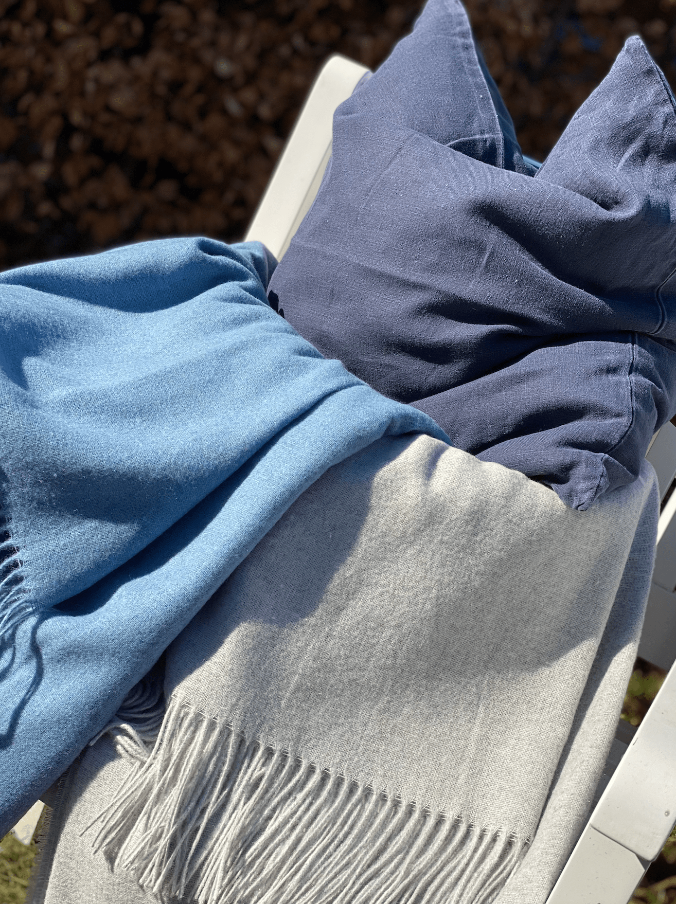 Plaid i 20% Merinould - Lyseblå (140x200 cm) Uldplaid Uldplaiden