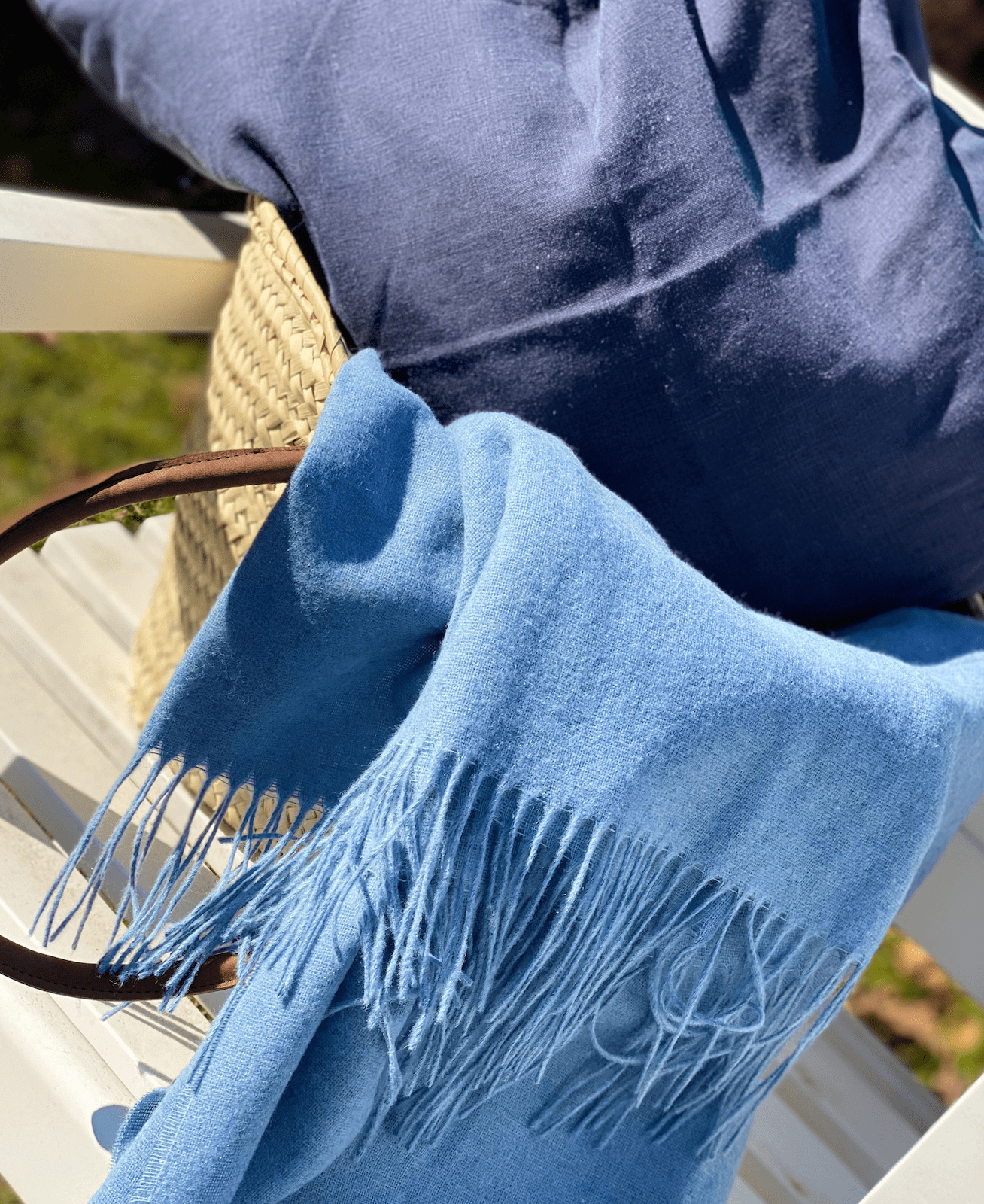 Plaid i 20% Merinould - Lyseblå (140x200 cm) Uldplaid Uldplaiden