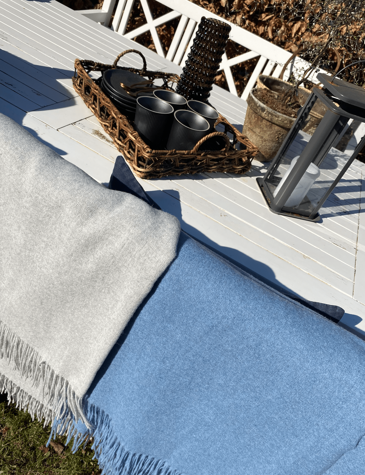 Plaid i 20% Merinould - Lyseblå (140x200 cm) Uldplaid Uldplaiden