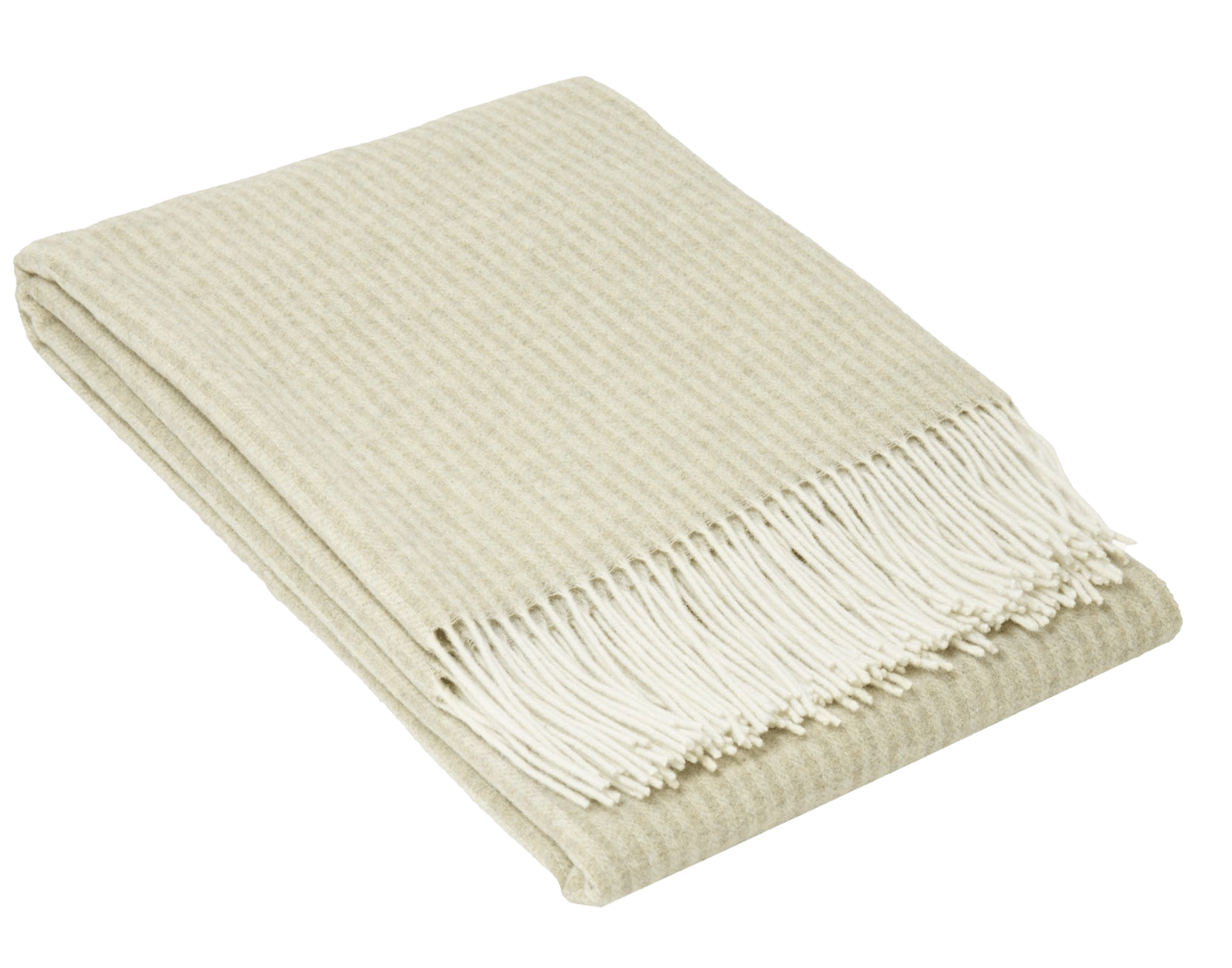 Uldplaid i 10% Cashmere - Beige m. Tynde Striber (140x200 cm) Uldplaid Uldplaiden