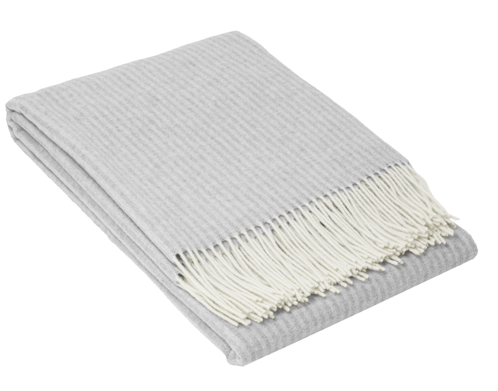 Uldplaid i 10% Cashmere - Lysegrå m. Striber (140x200 cm) Uldplaid Uldplaiden