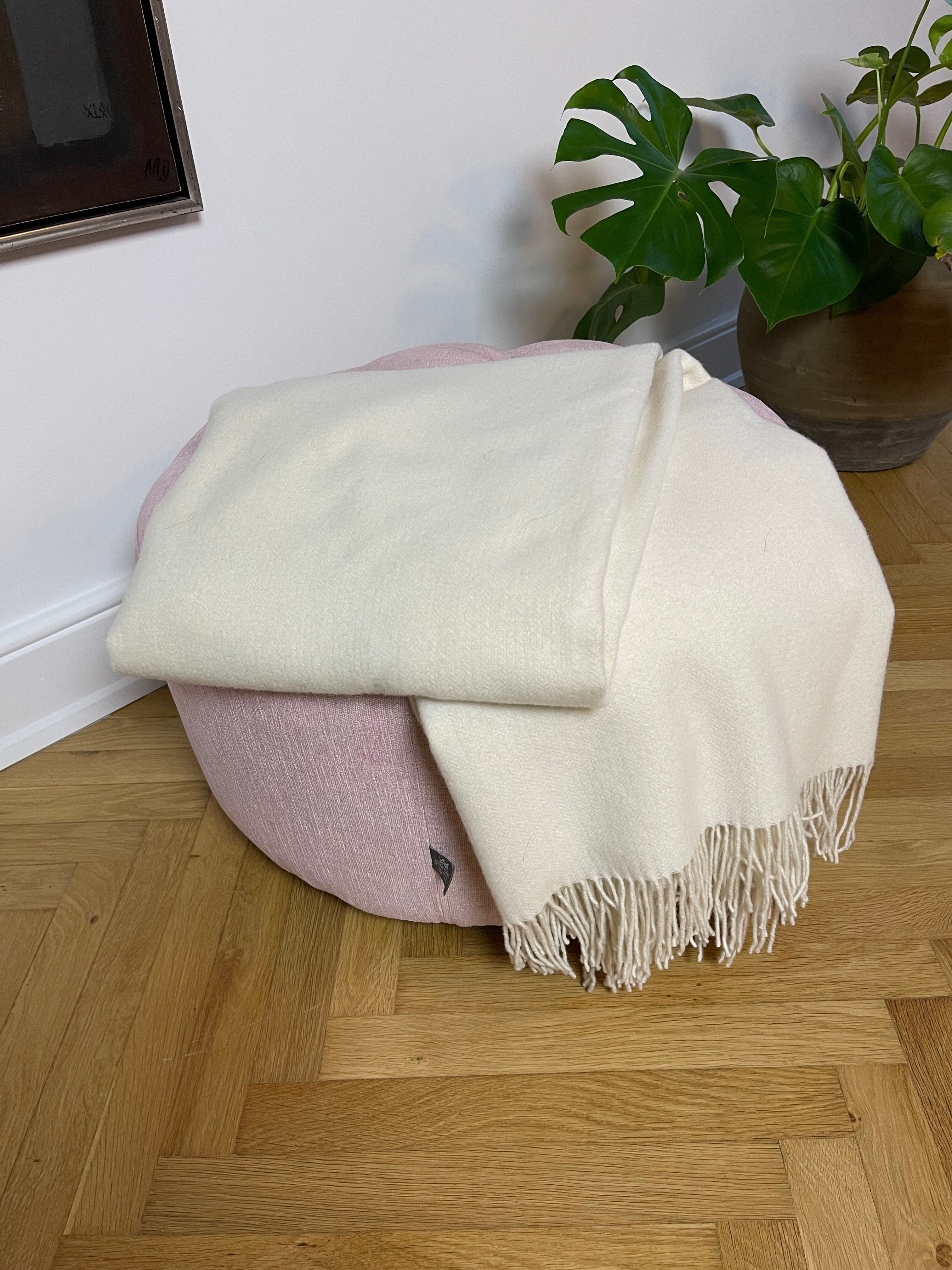 Uldplaid i 10% Cashmere - Off White (140x200 cm) Uldplaid Uldplaiden