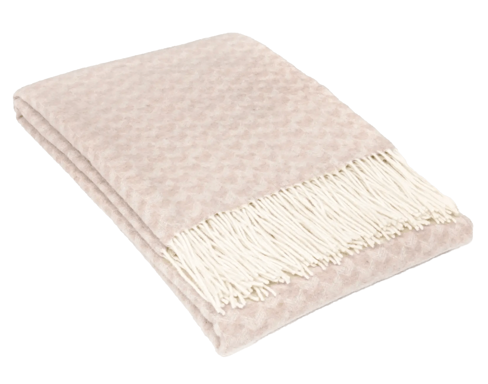 Uldplaid i 10% Cashmere - Rosa m. mønster(140x200 cm) Uldplaid Uldplaiden