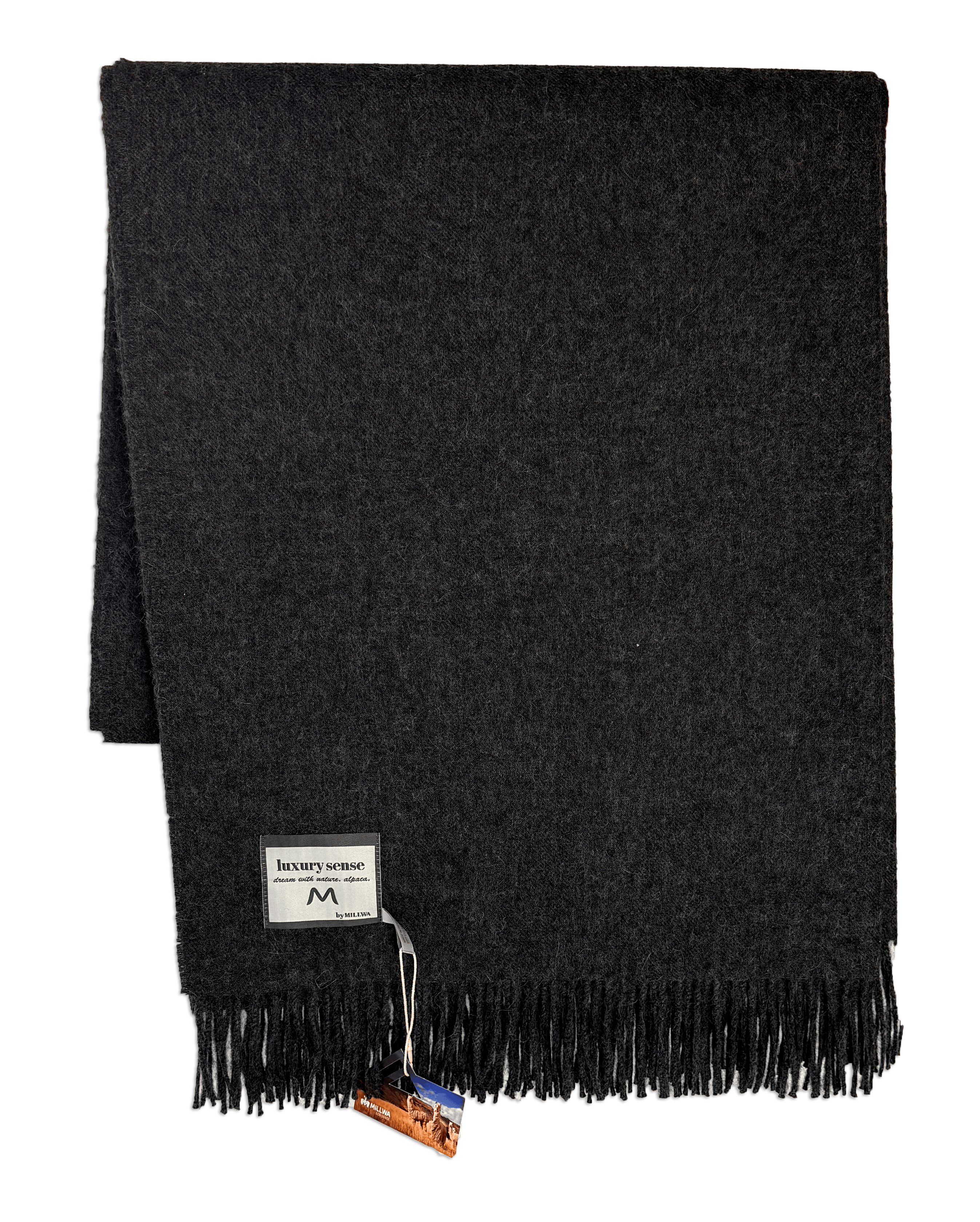 Uldplaid i 100% baby alpaca uld - Antracitgrå Uldplaid Uldplaiden