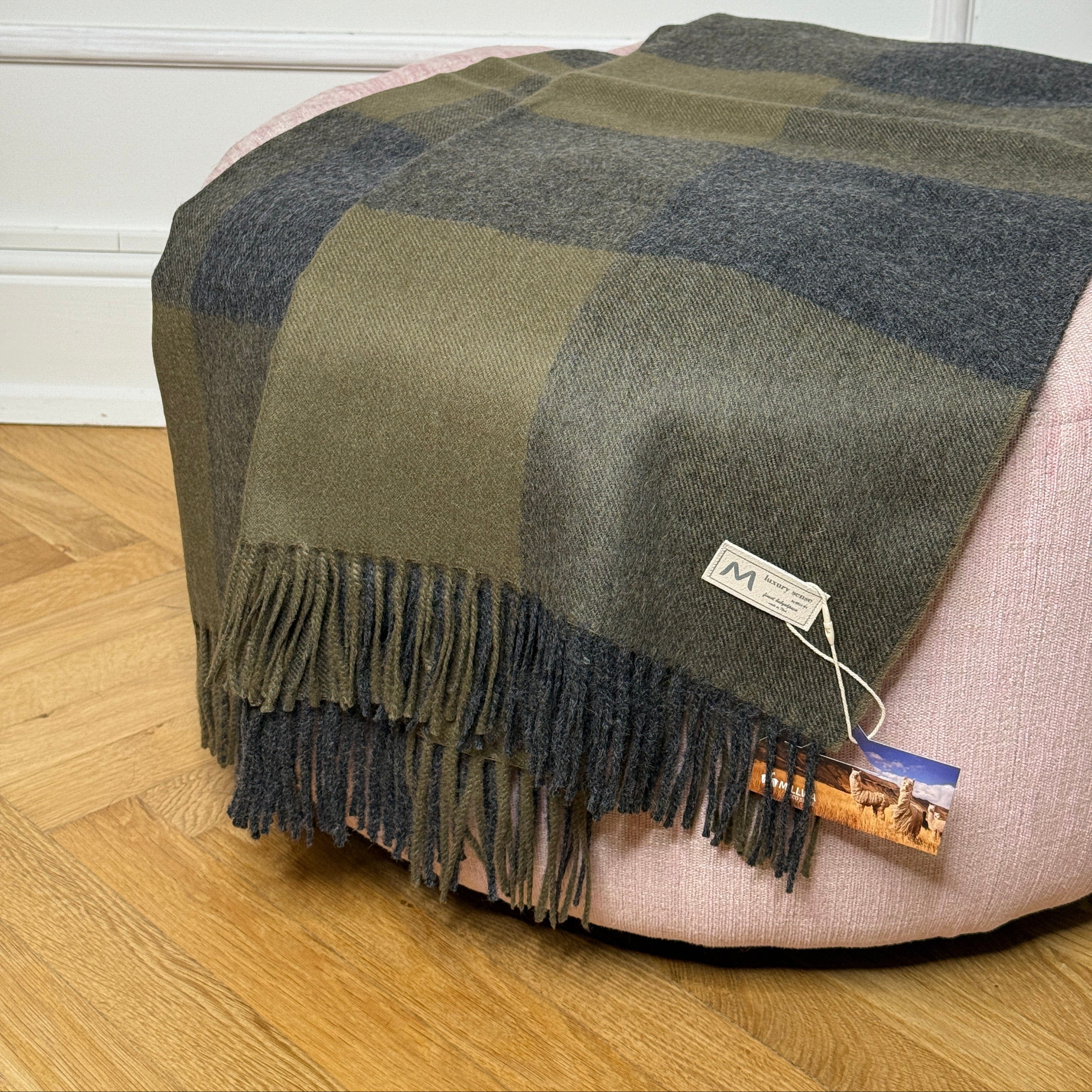 Uldplaid i 100% baby alpaca uld - Grøn m. tern Uldplaid Uldplaiden