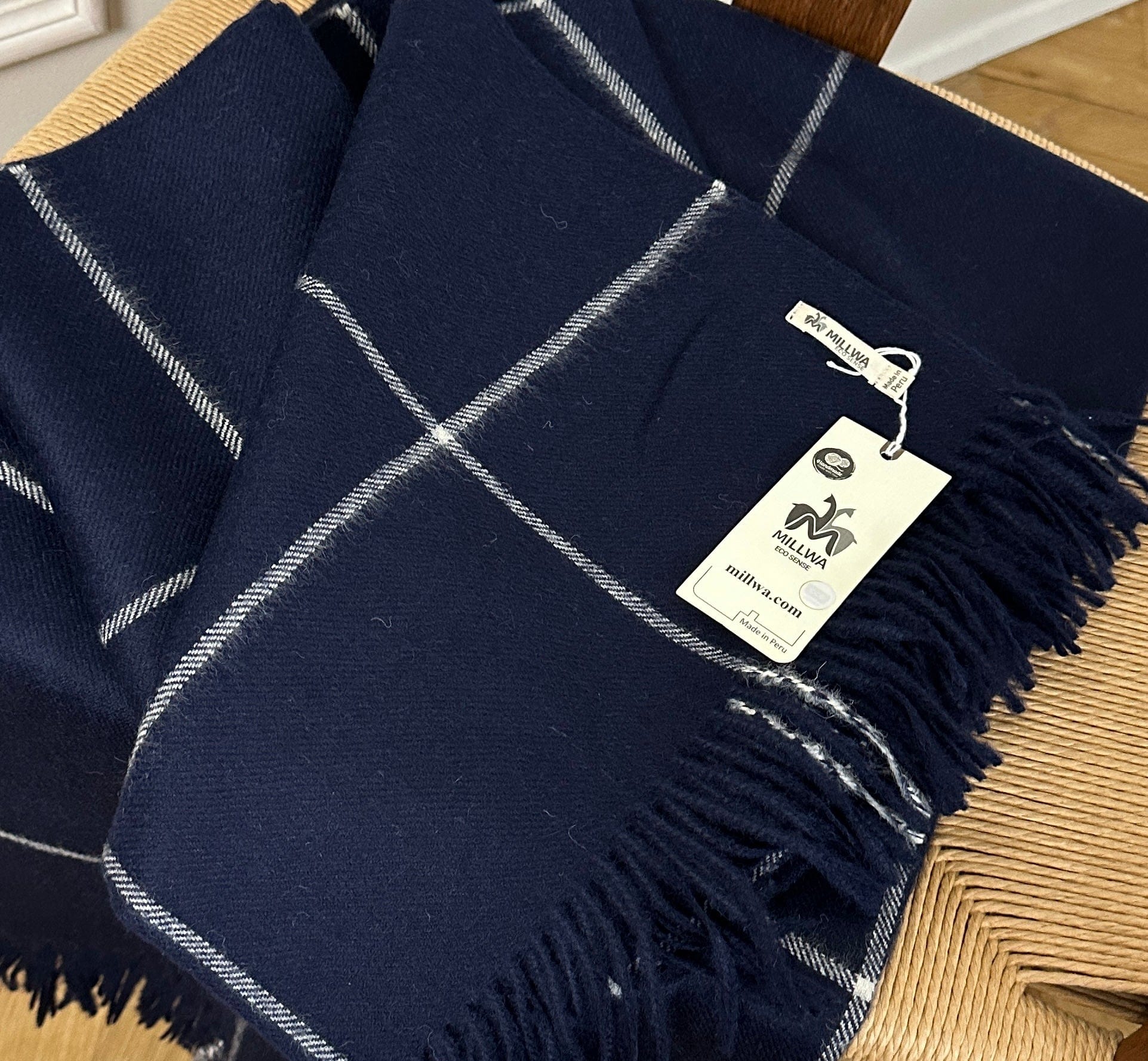 Uldplaid i 100% baby alpaca uld - Navy (130x180 cm) Uldplaid Uldplaiden