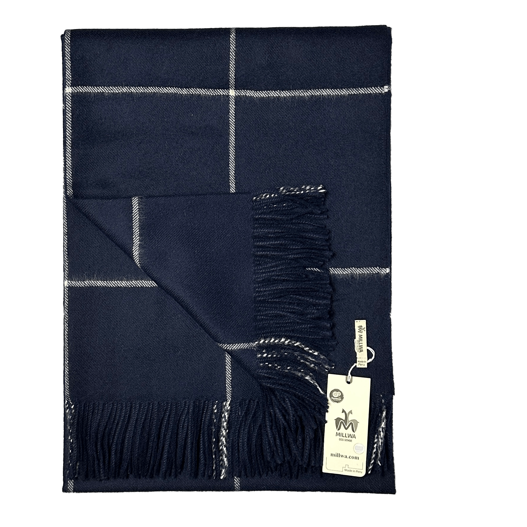 Uldplaid i 100% baby alpaca uld - Navy (130x180 cm) Uldplaid Uldplaiden