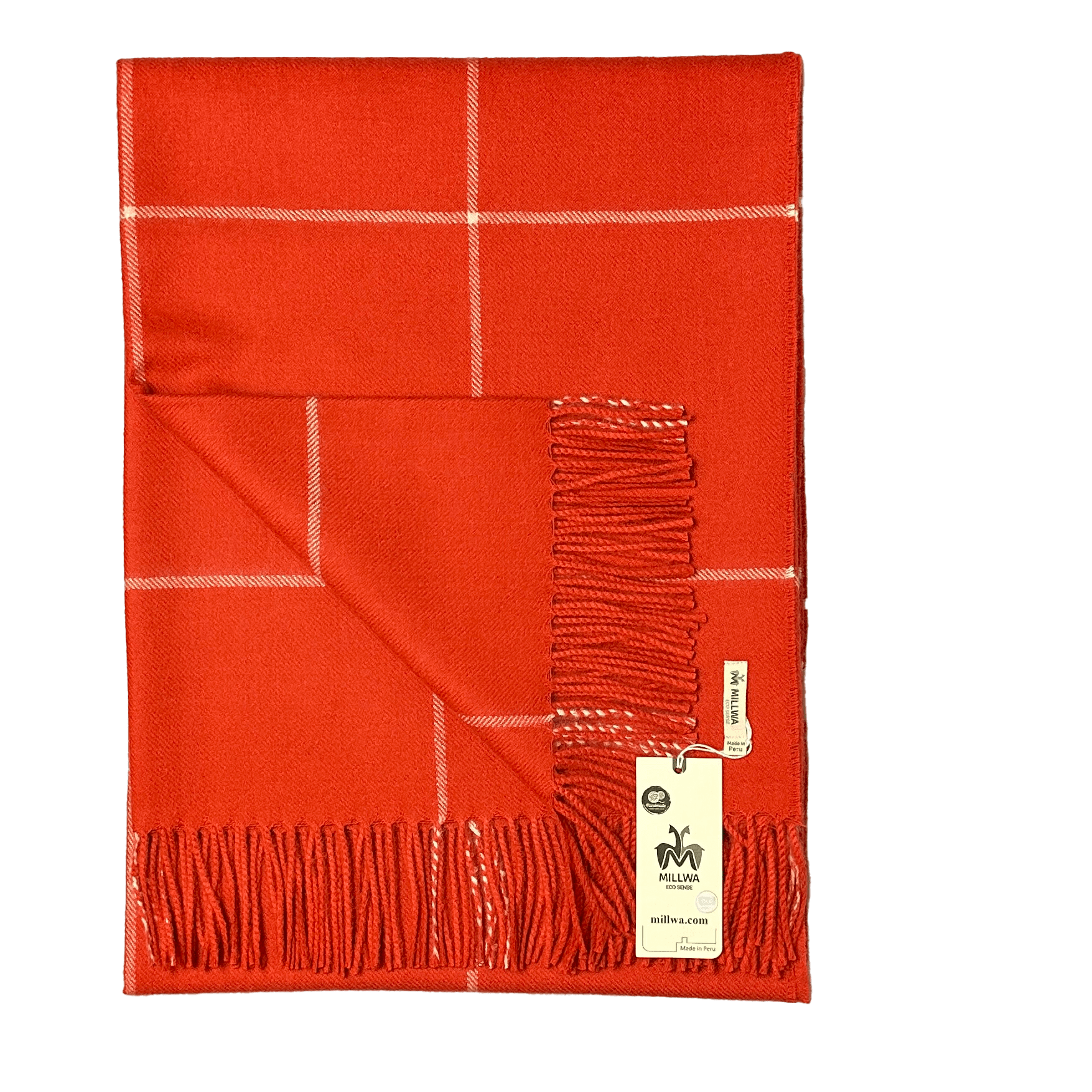 Uldplaid i 100% baby alpaca uld - Orange (130x180 cm) Uldplaid Uldplaiden