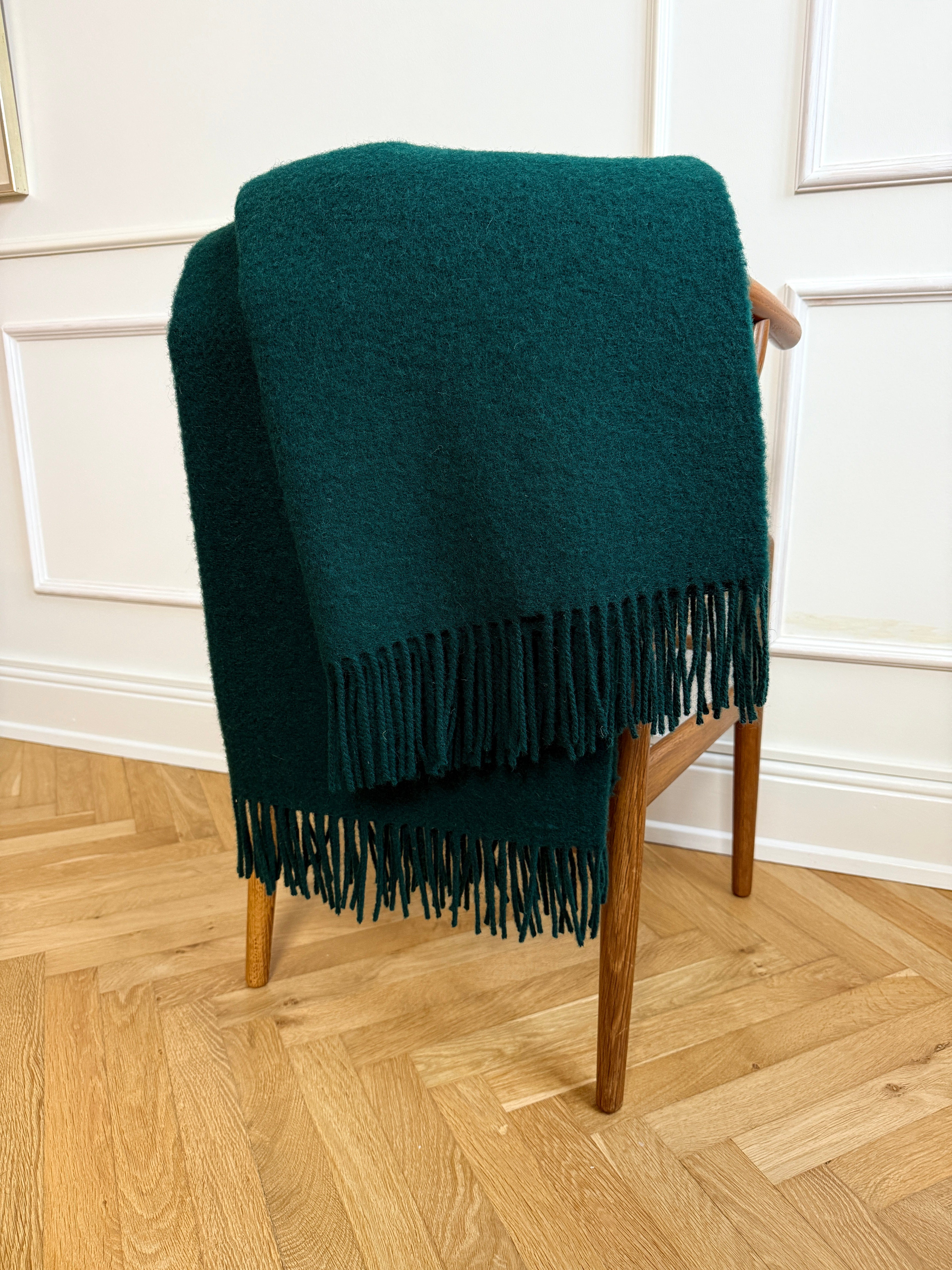 Uldplaid i 100% newzealandsk uld - Skov grøn Uldplaid Uldplaiden