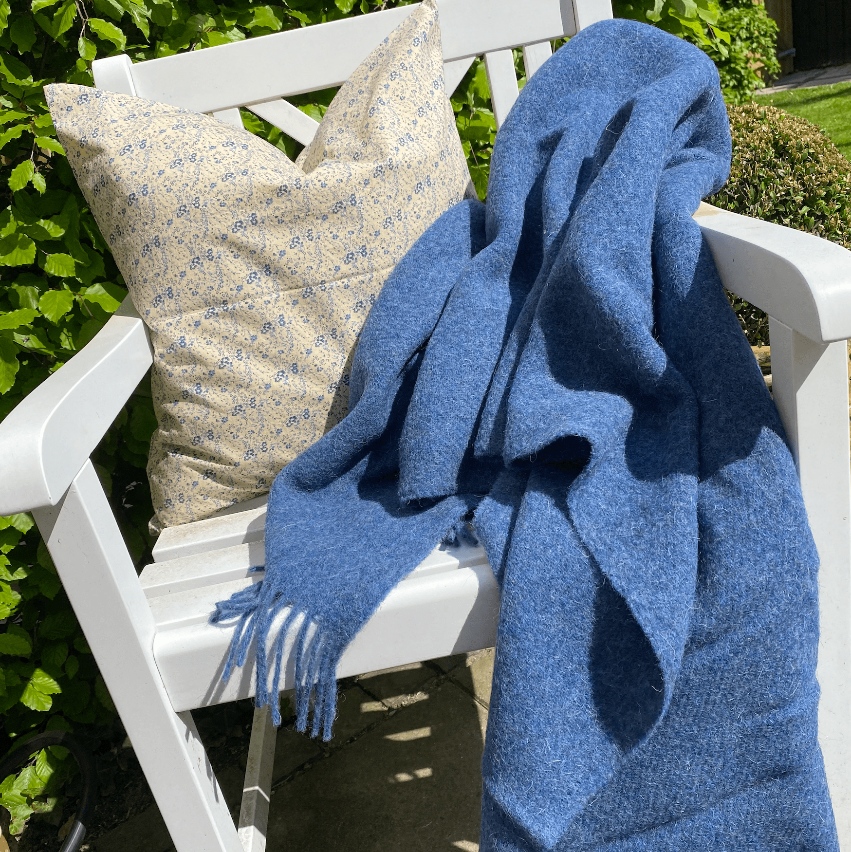 Uldplaid i 100% Uld - Blå Melange (140x200 cm) Uldplaid Uldplaiden