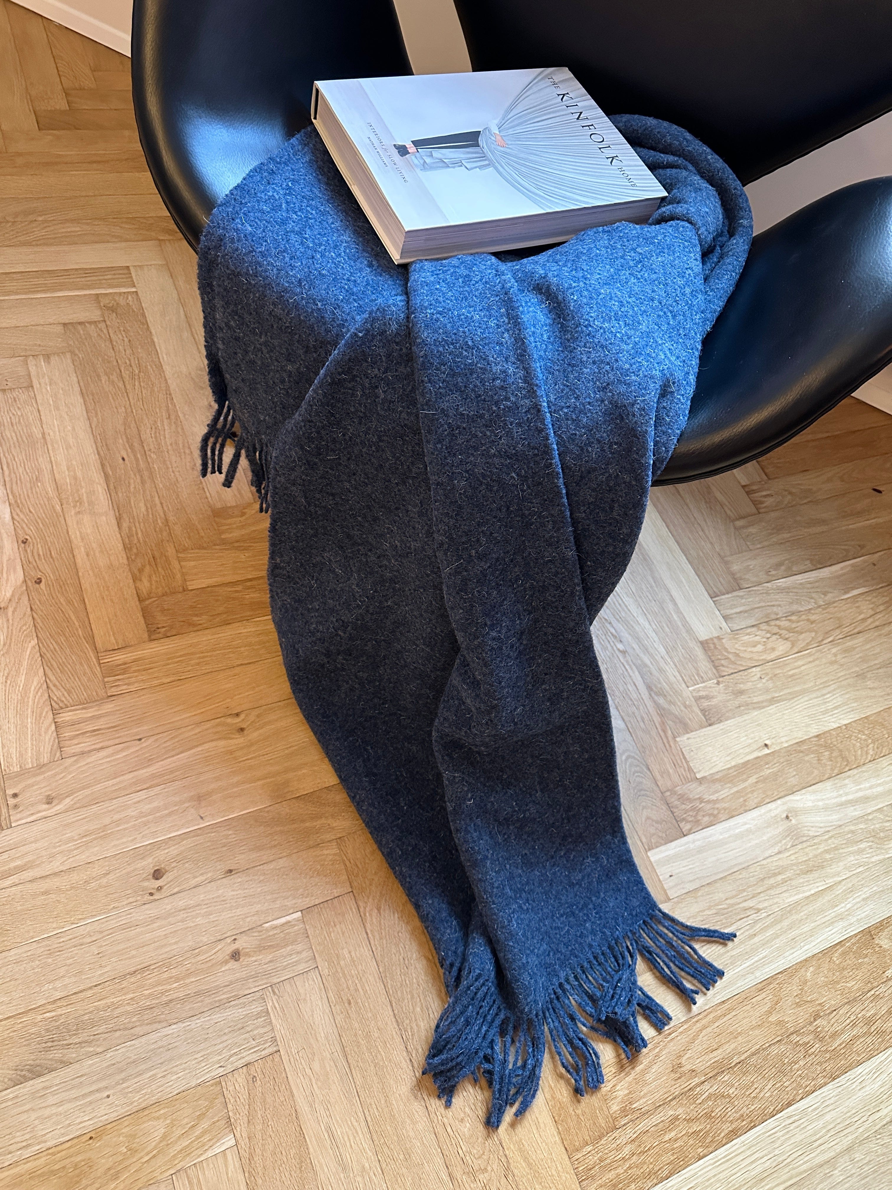 Uldplaid i 100% Uld - Blå Melange (140x200 cm) Uldplaid Uldplaiden