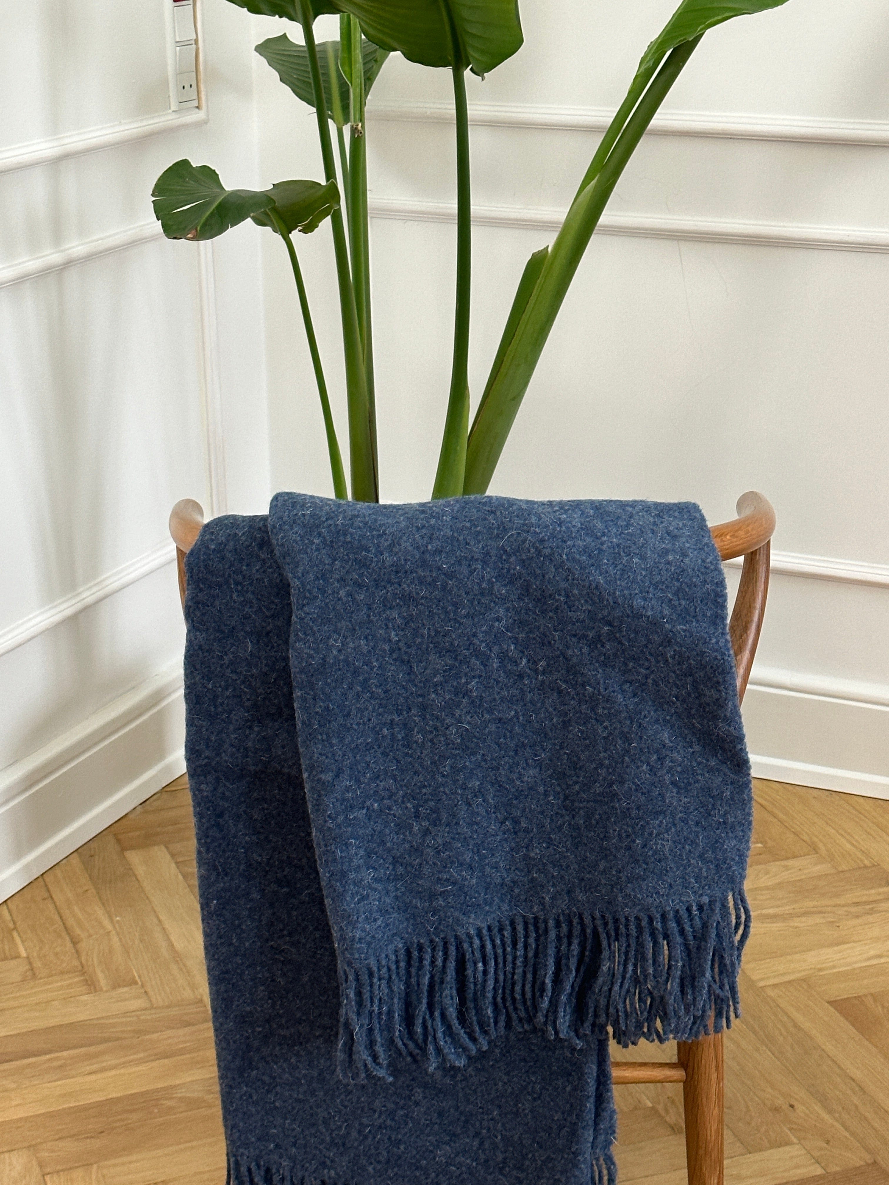 Uldplaid i 100% Uld - Blå Melange (140x200 cm) Uldplaid Uldplaiden