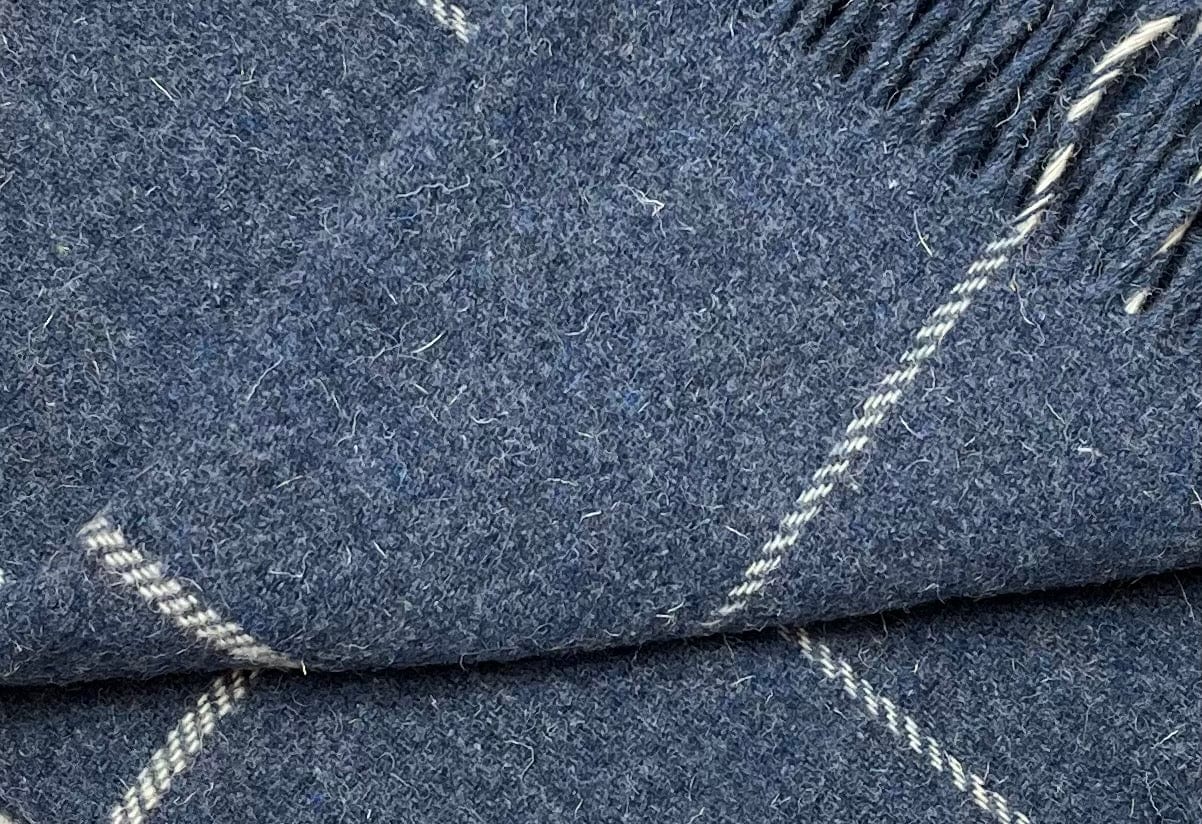 Uldplaid i 100% uld - Blå Melange m. Off-White Tern (140x200 cm) Uldplaid Uldplaiden