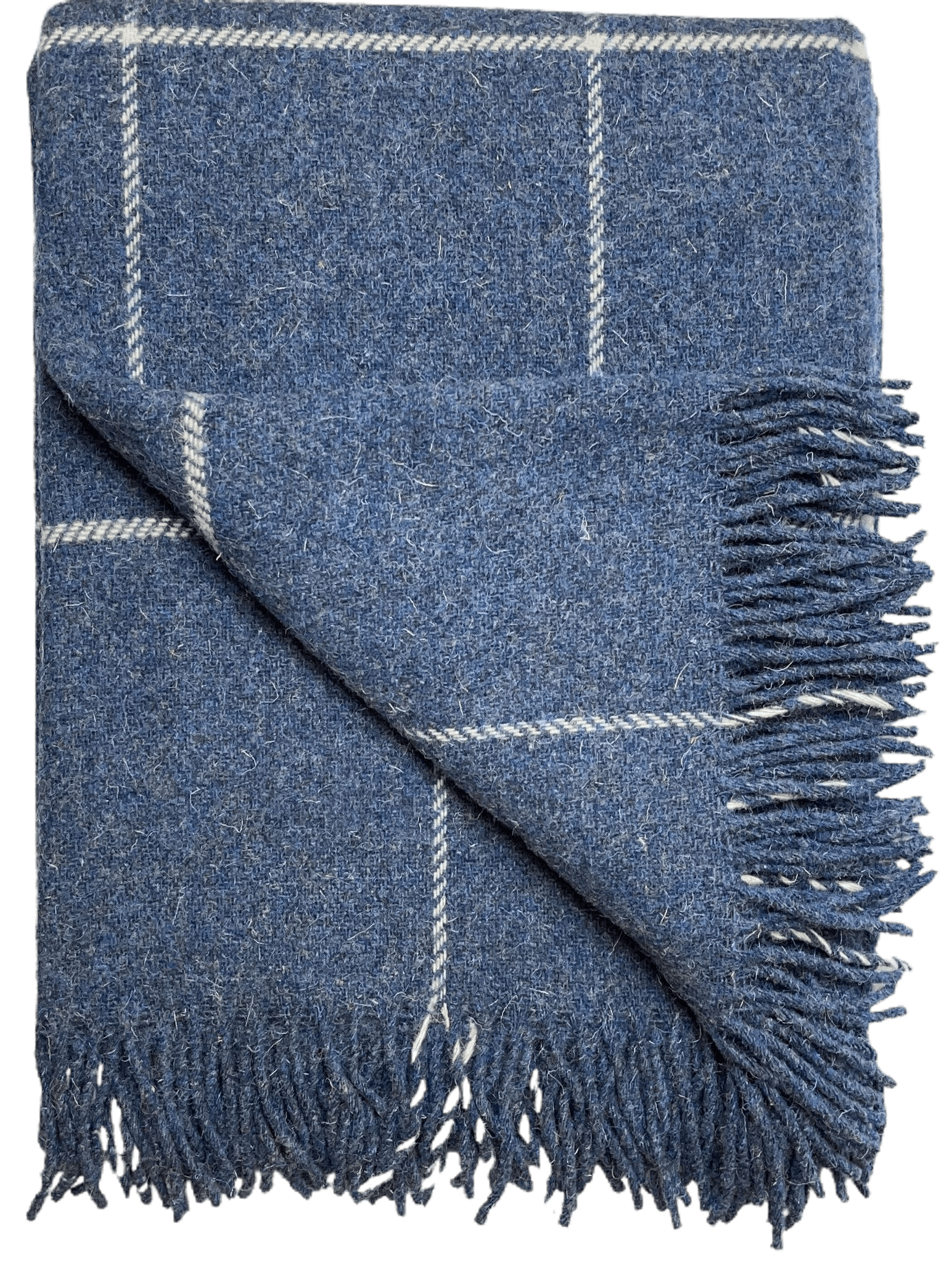 Uldplaid i 100% uld - Blå Melange m. Off-White Tern (140x200 cm) Uldplaid Uldplaiden