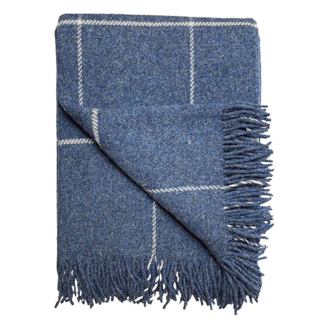 Uldplaid i 100% uld - Blå Melange m. Off-White Tern (140x200 cm) Uldplaid Uldplaiden