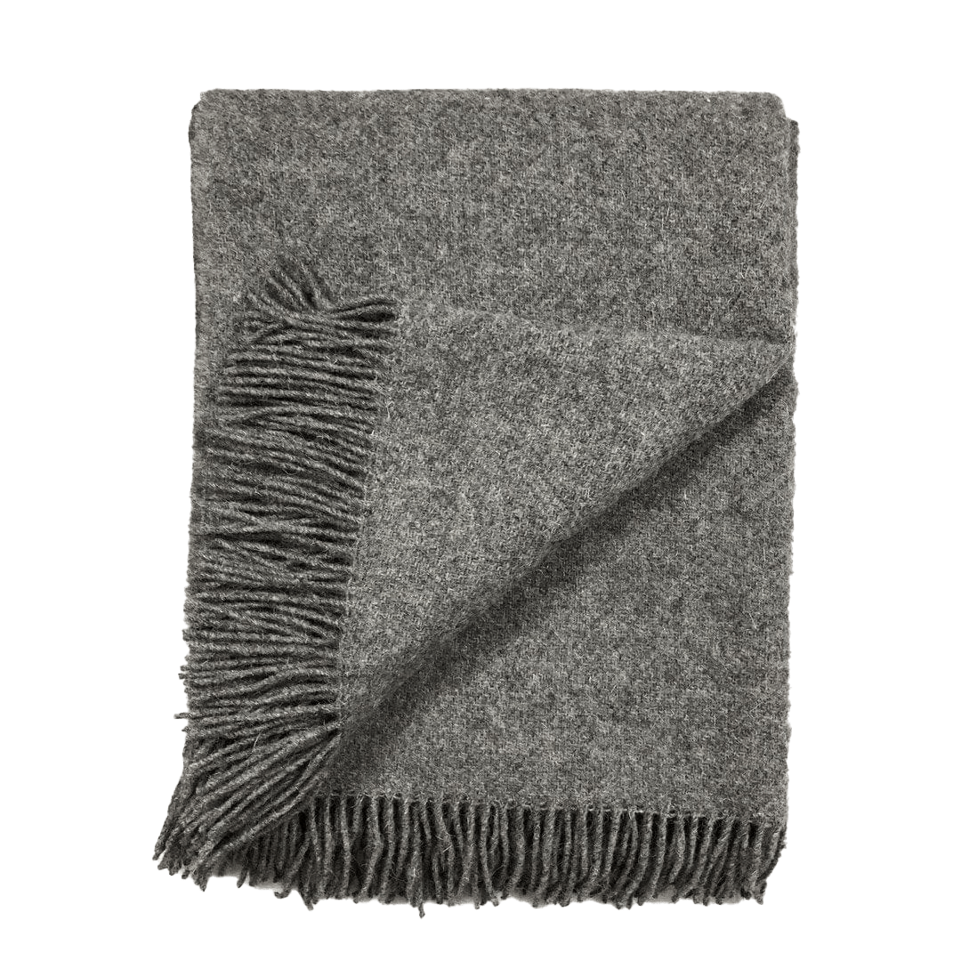 Uldplaid i 100% uld - Grå Melange (140x200 cm) Uldplaid Uldplaiden