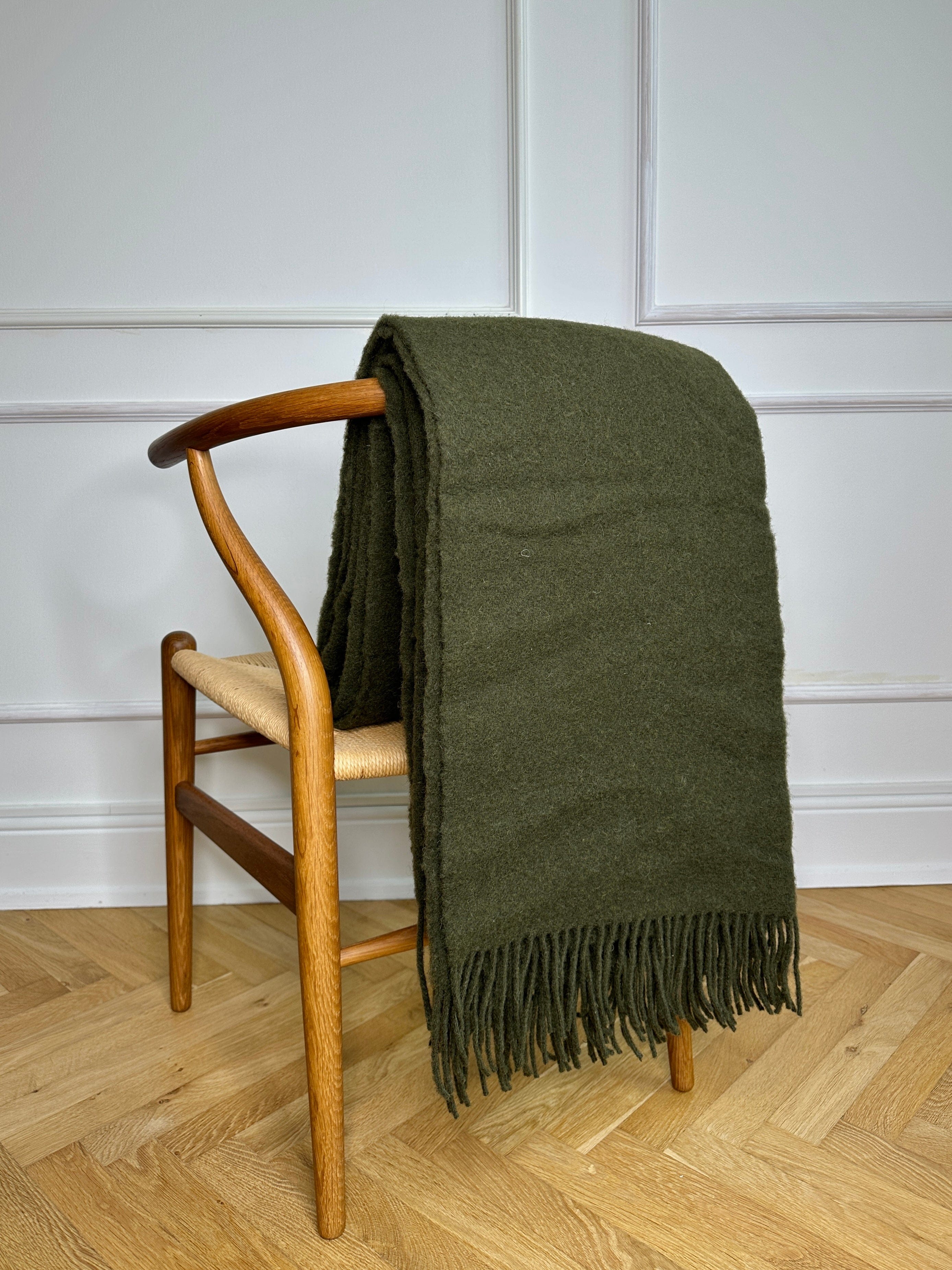 Uldplaid i 100% uld - Khaki grøn (140x200 cm) Uldplaid Uldplaiden