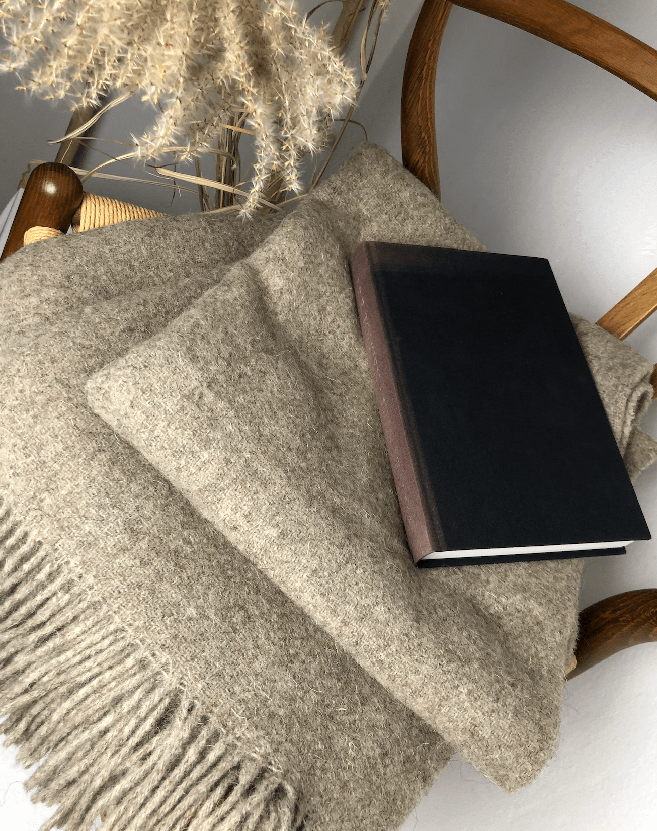 Uldplaid i 100% uld - Mørk Natur Melange (140x200 cm) Uldplaid Uldplaiden