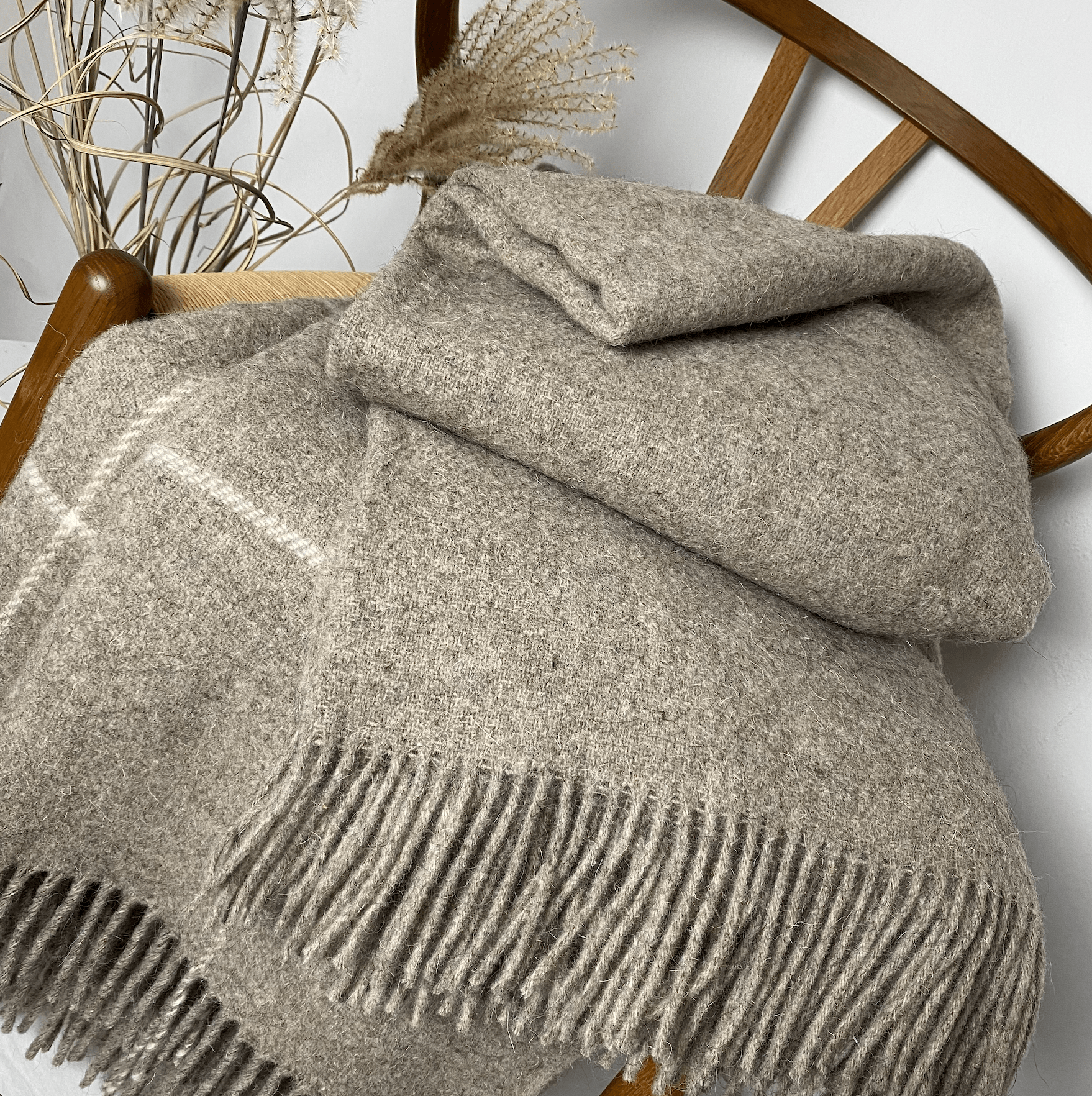 Uldplaid i 100% uld - Mørk Natur Melange (140x200 cm) Uldplaid Uldplaiden