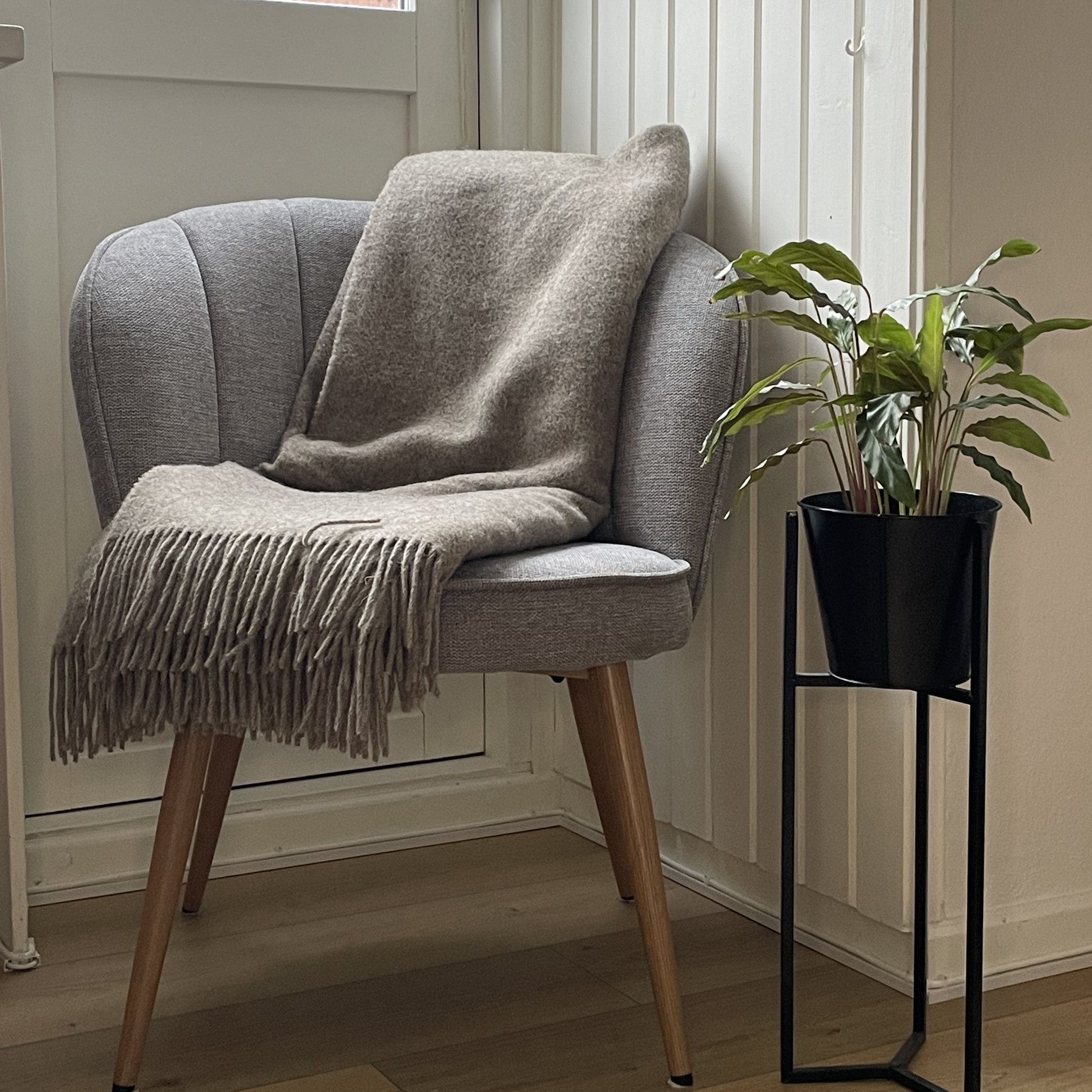 Uldplaid i 100% uld - Mørk Natur Melange (140x200 cm) Uldplaid Uldplaiden