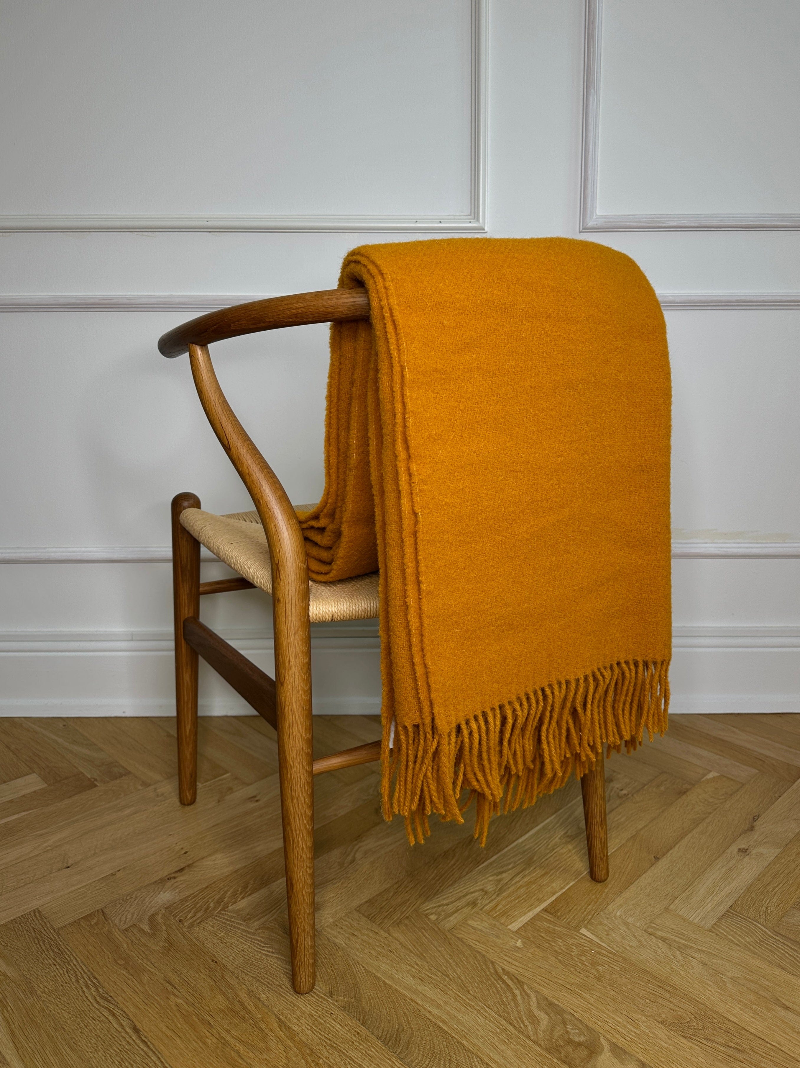 Uldplaid i 100% uld - Mustard (140x200 cm) Uldplaid Uldplaiden