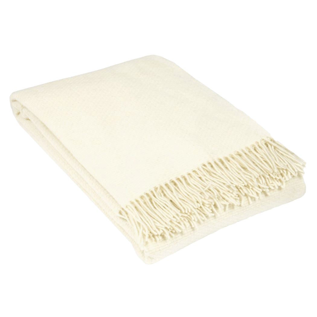 Uldplaid i 100% uld - Off White (200x220 cm) Uldplaid Uldplaiden