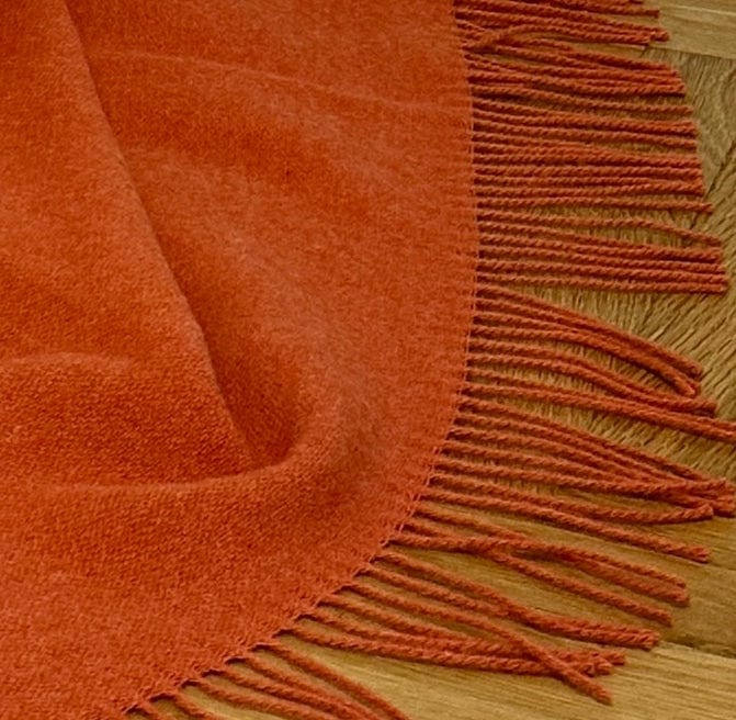 Uldplaid i 100% uld - Orange (140x200 cm) Uldplaid Uldplaiden
