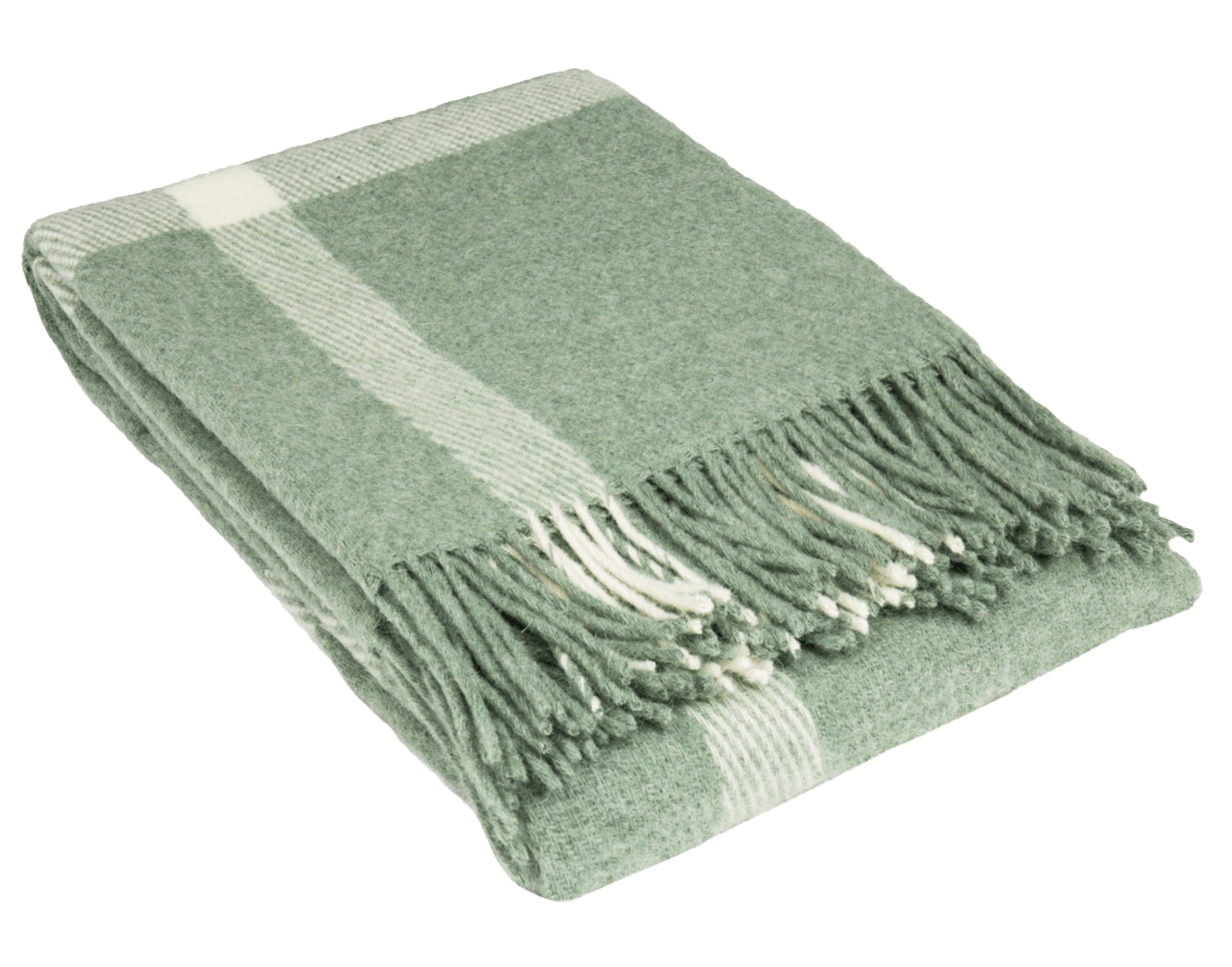 Uldplaid i 100% uld - Smoke Grøn m. Store Striber (140x200 cm) Uldplaid Uldplaiden