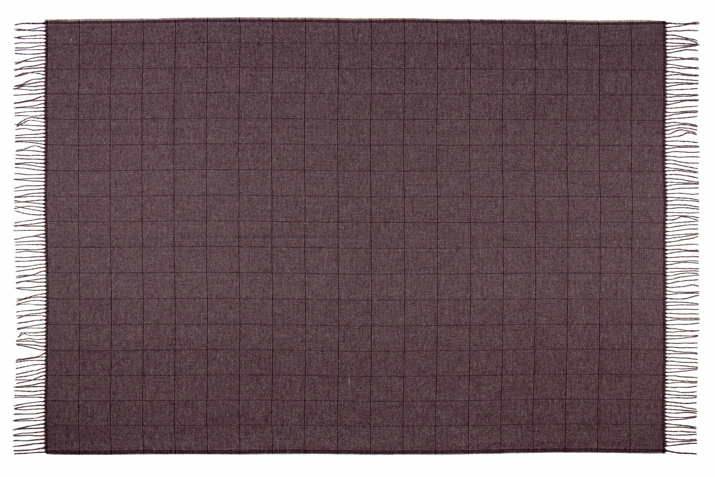 Uldplaid i 20% Merinould - Dark Plum m. Tern (140x200 cm) Uldplaid Uldplaiden