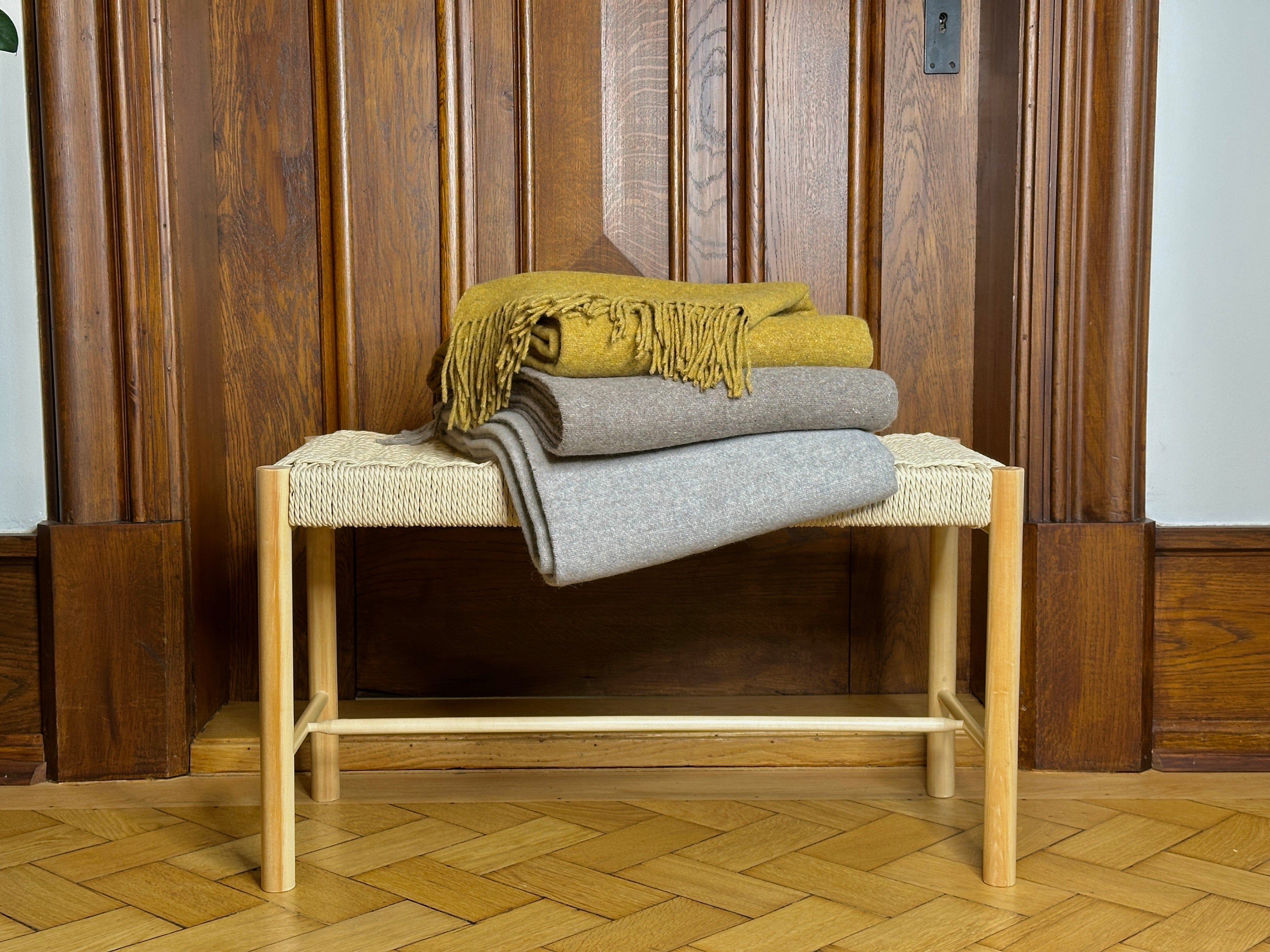 Uldplaid i Merinould - Dobbeltsidet Mustard (140x200 cm) Uldplaid Uldplaiden