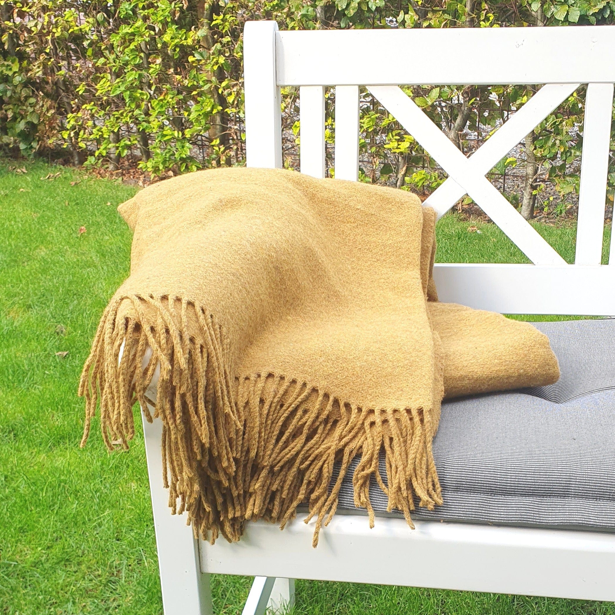 Uldplaid i Merinould - Dobbeltsidet Mustard (140x200 cm) Uldplaid Uldplaiden