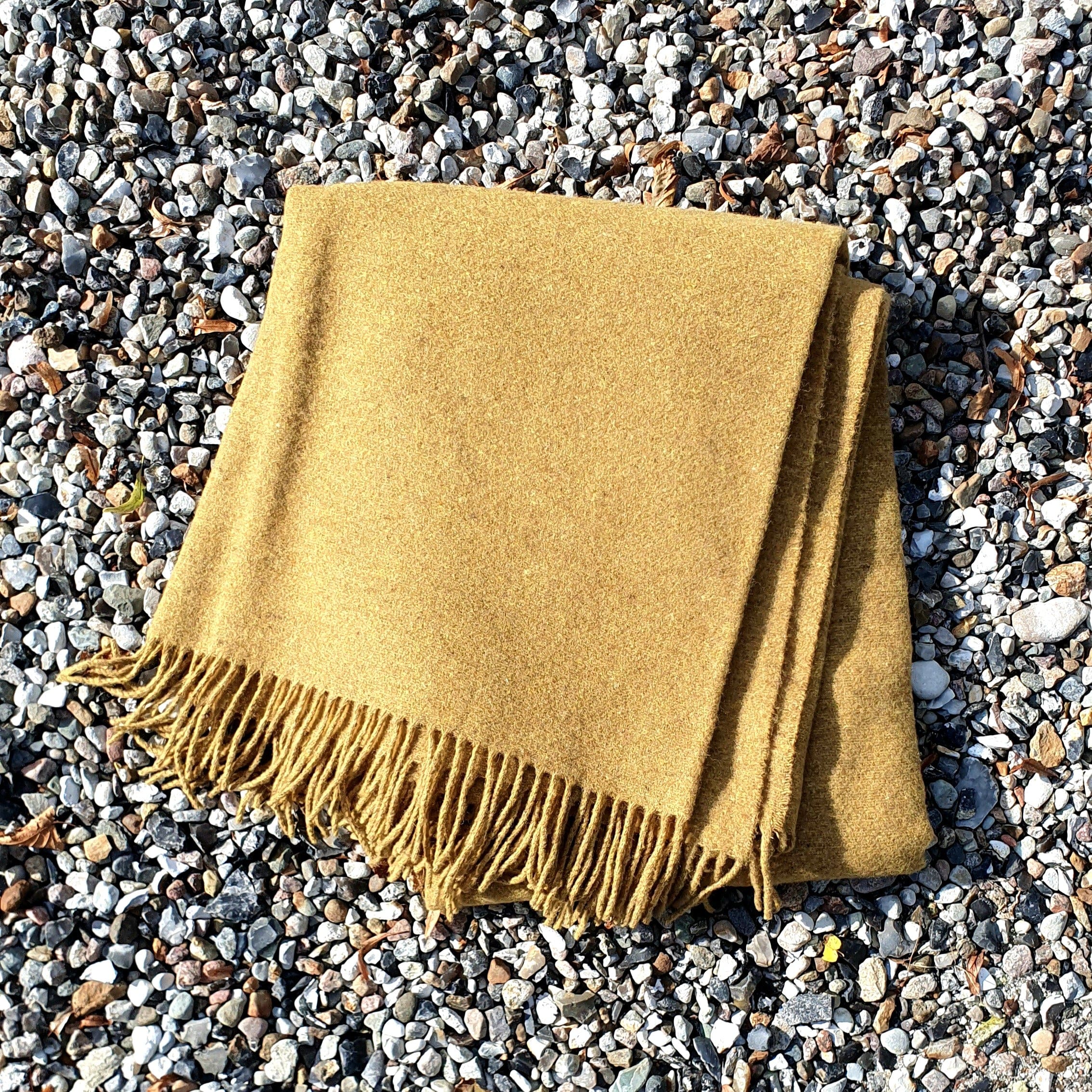 Uldplaid i Merinould - Dobbeltsidet Mustard (140x200 cm) Uldplaid Uldplaiden
