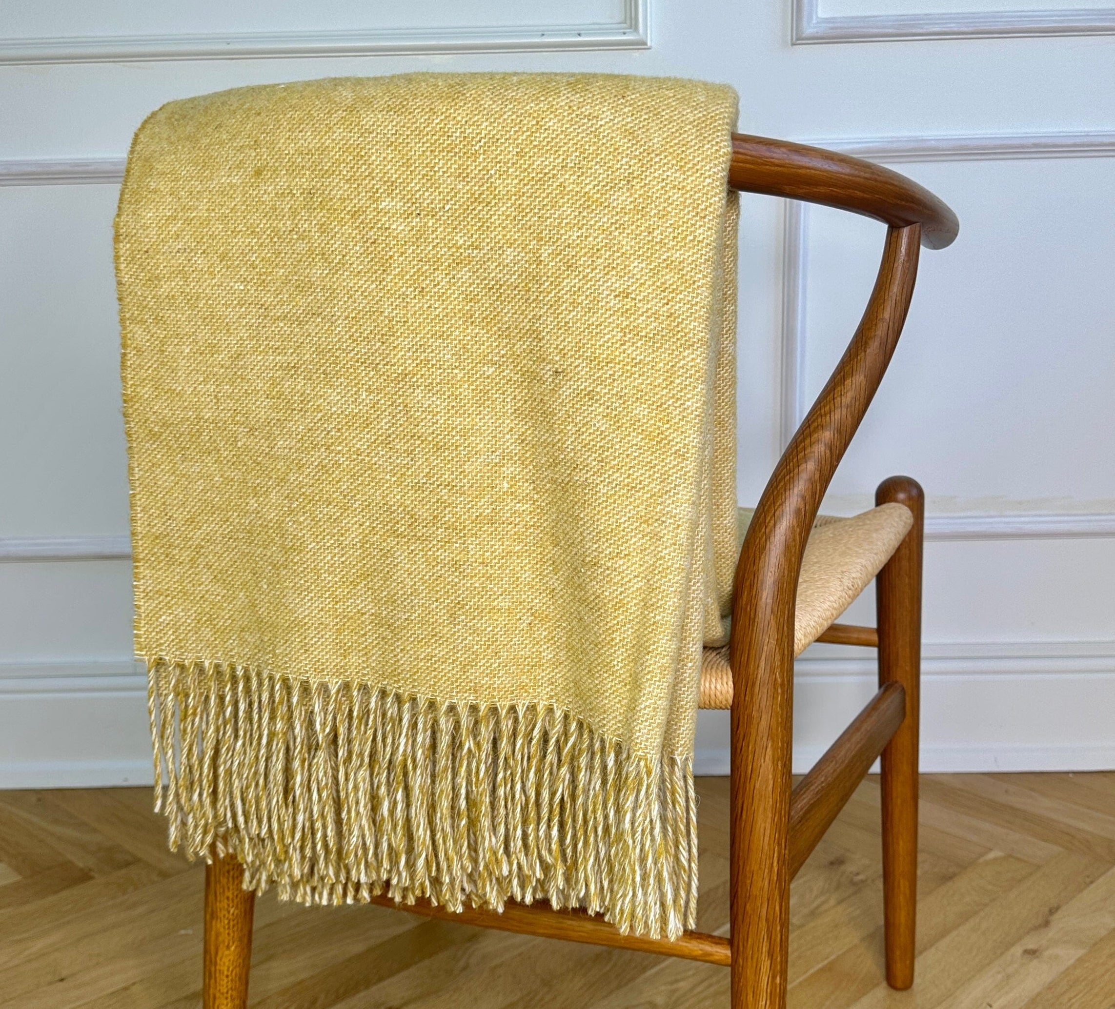 Uldplaid i Merinould - Mustard gul (140x200 cm) Uldplaid Uldplaiden