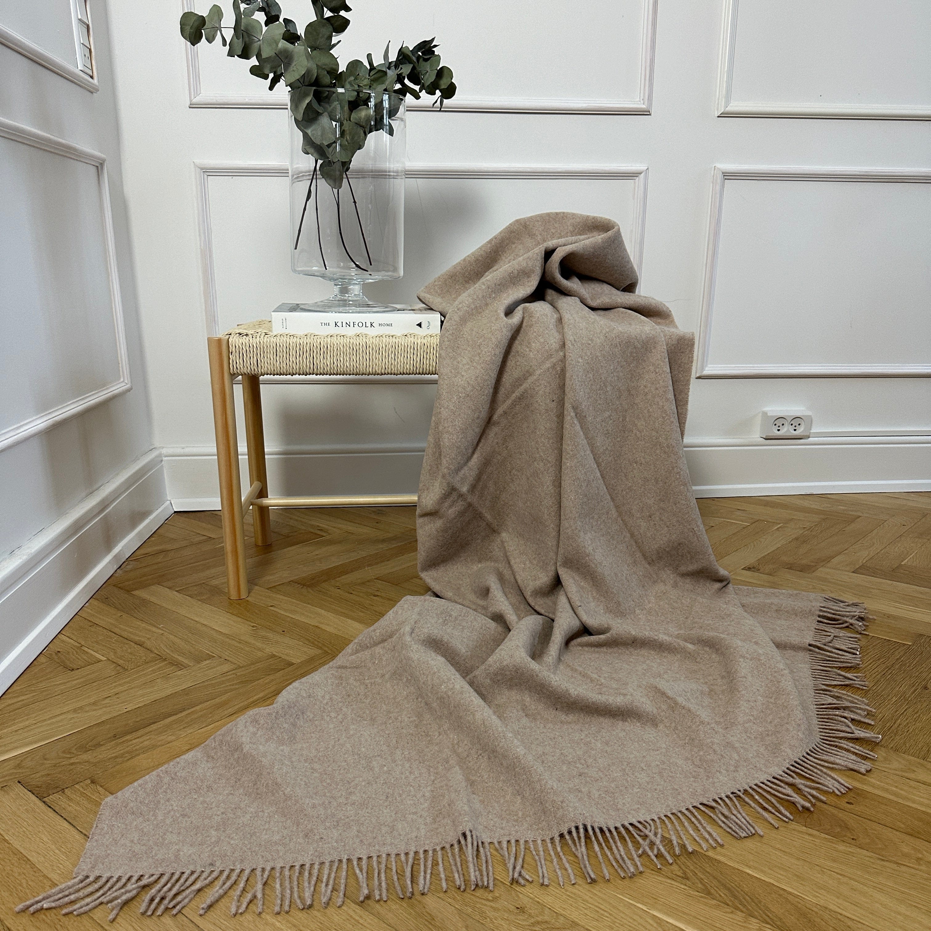 Uldplaid i recycled alpaca uld - Beige (160x200 cm) Uldplaid Uldplaiden