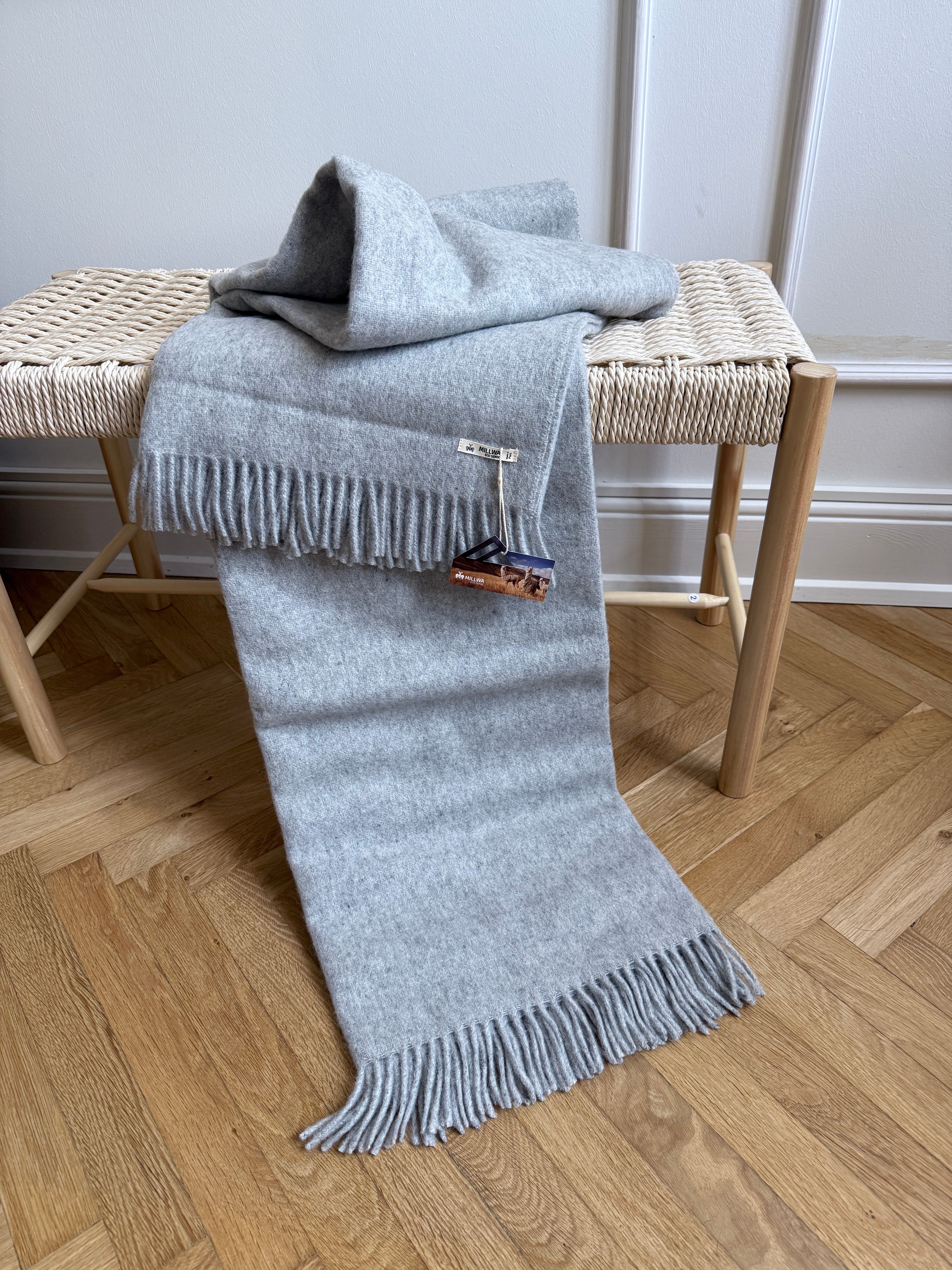 Uldplaid i recycled alpaca uld - Grå (160x200 cm) Uldplaid Uldplaiden