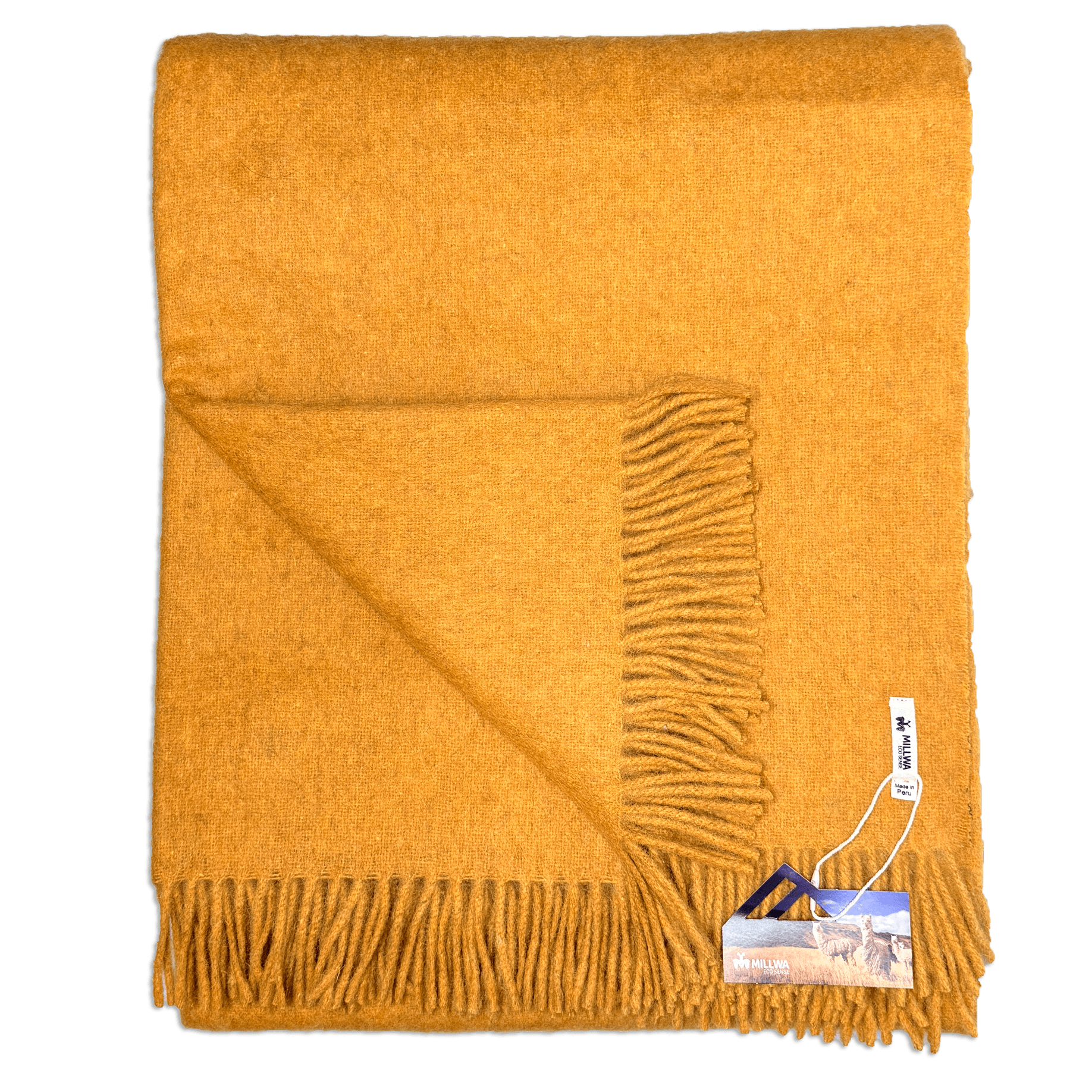 Uldplaid i recycled alpaca uld - Mustard (160x200 cm) Uldplaid Uldplaiden