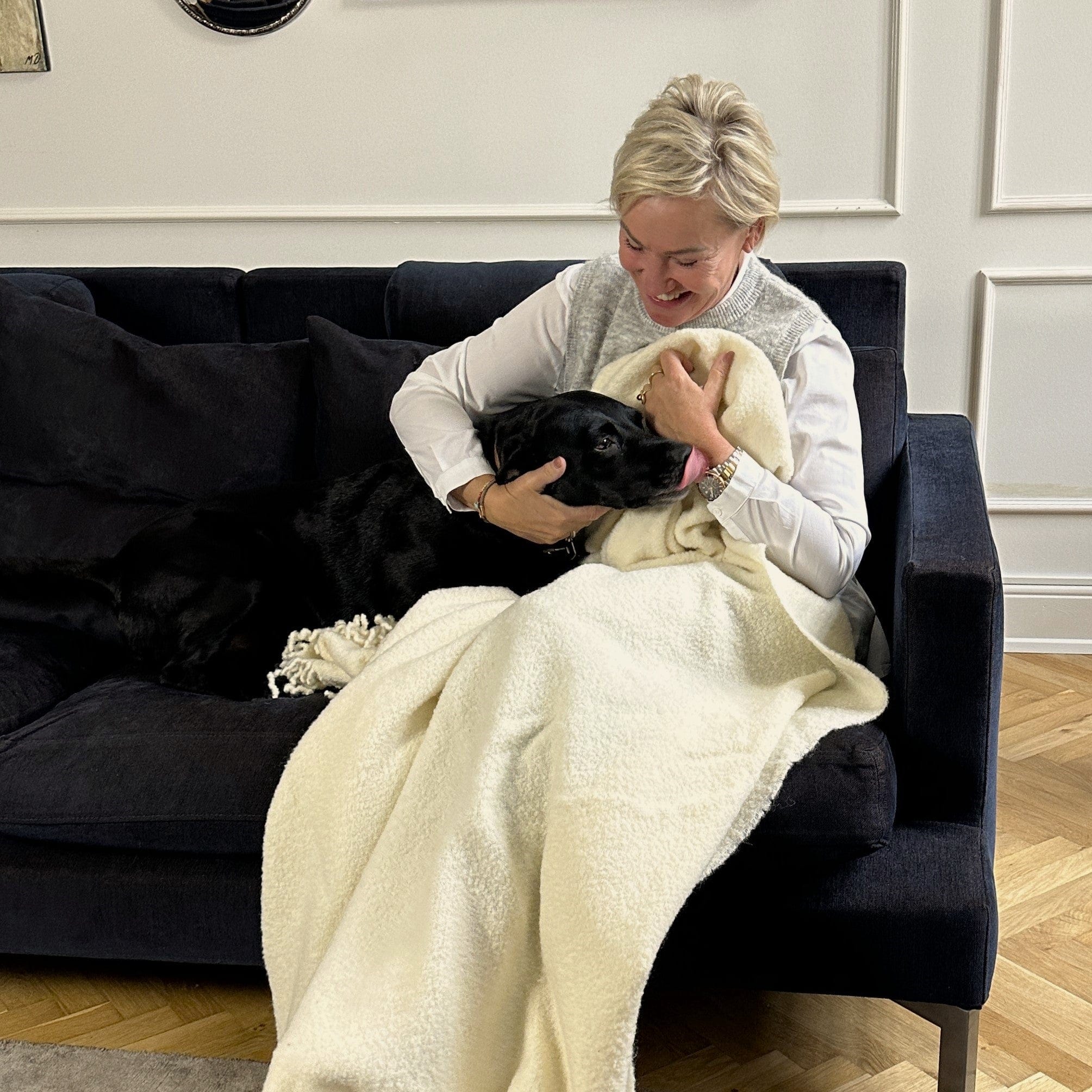 Uldplaid i uld - Hvid Boucle (140x200 cm) Uldplaid Uldplaiden