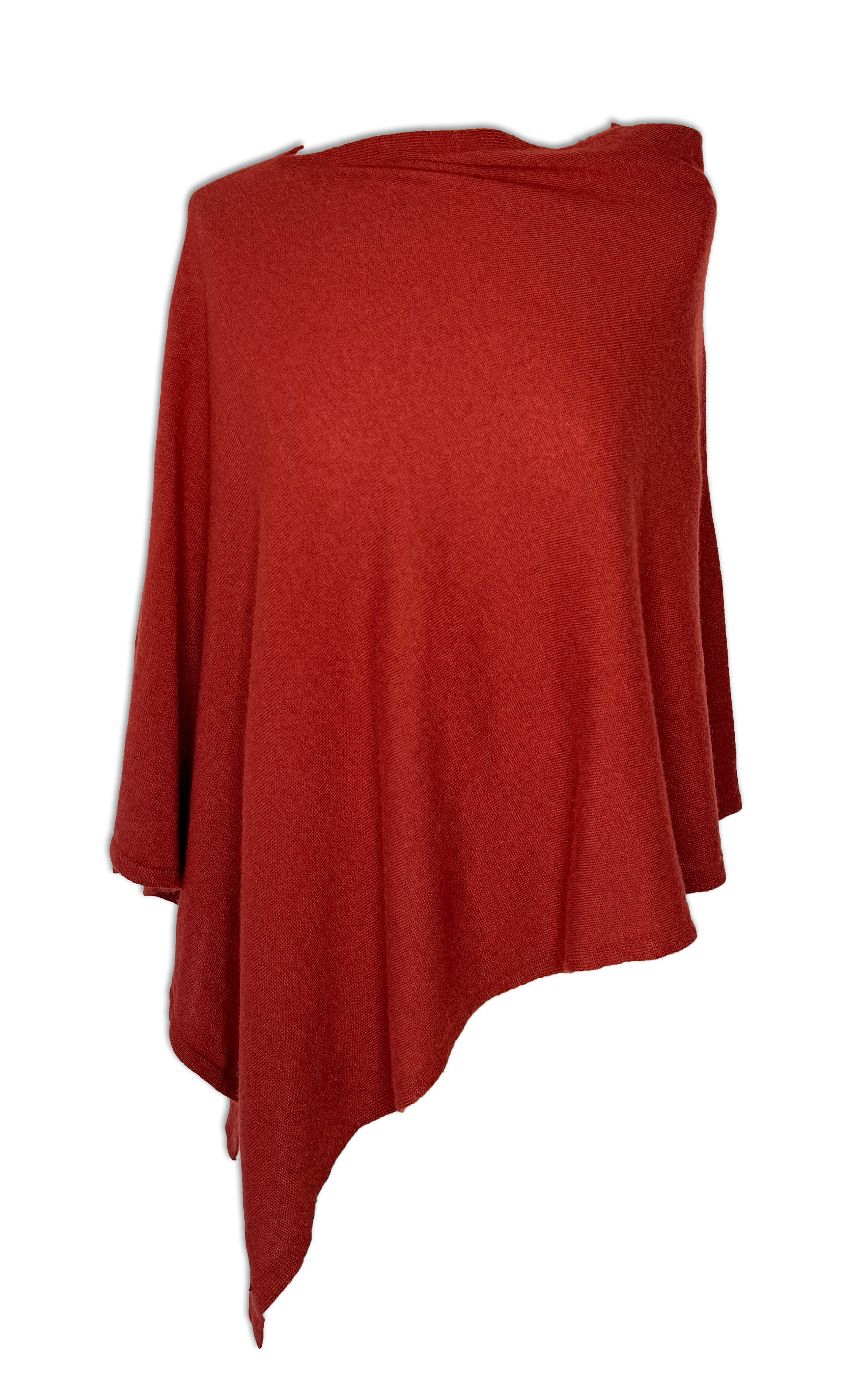 Poncho i 5% cashmere - Rust rød