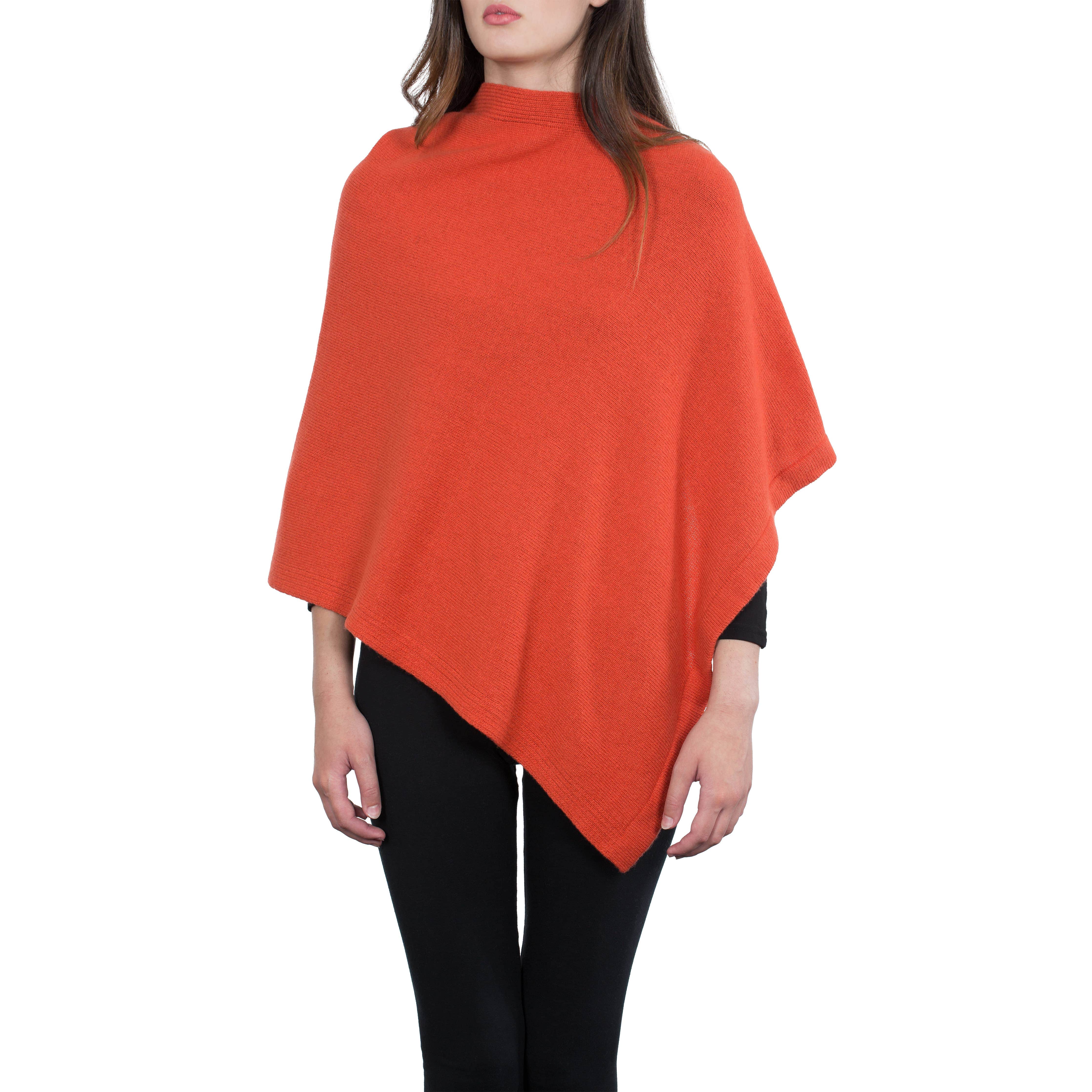 Moon klassisk firkantet poncho i kashmirblanding: Orange / En størrelse Assia di Brunetti Federica e C. s.a.s.