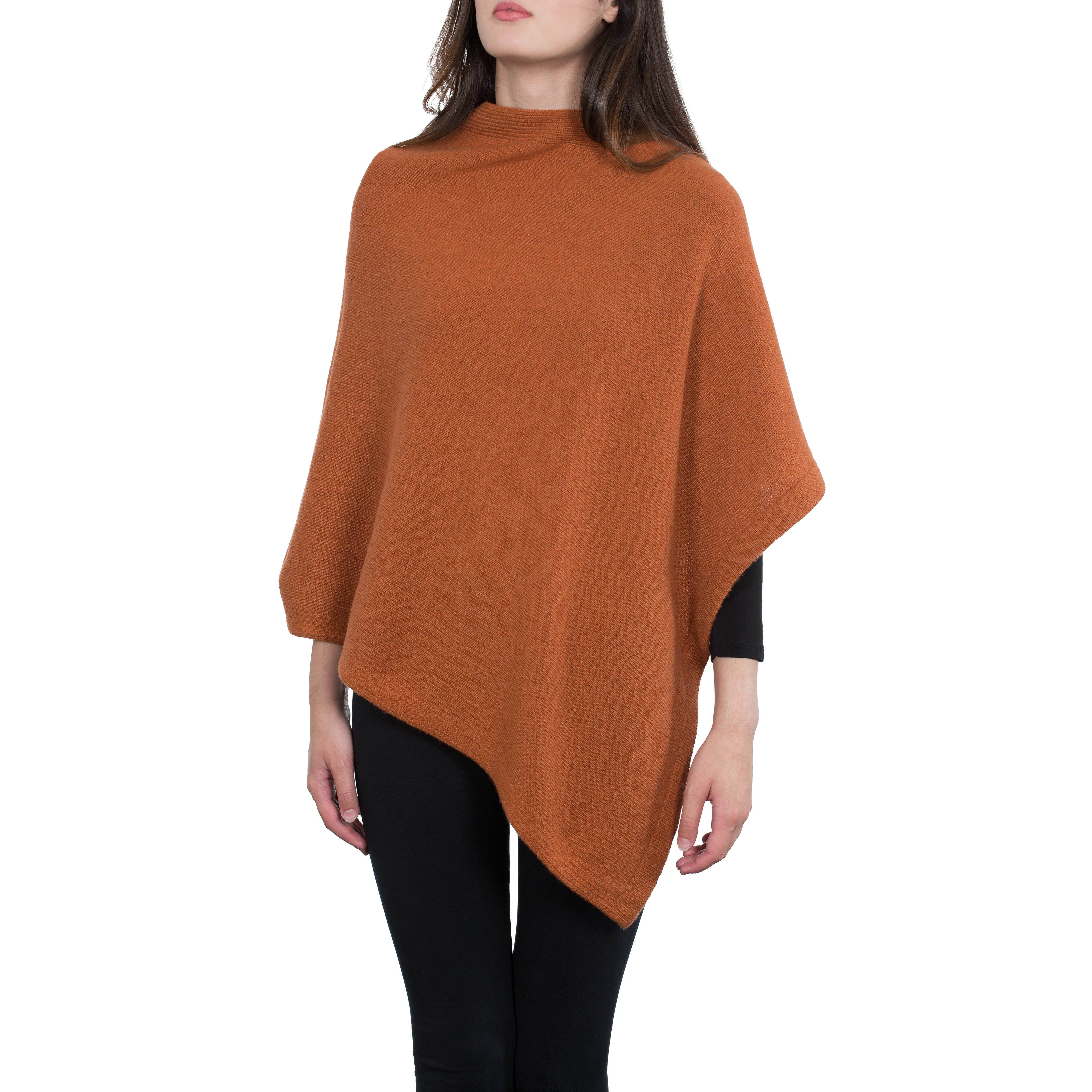 Moon klassisk firkantet poncho i kashmirblanding: Rust / En størrelse Assia di Brunetti Federica e C. s.a.s.