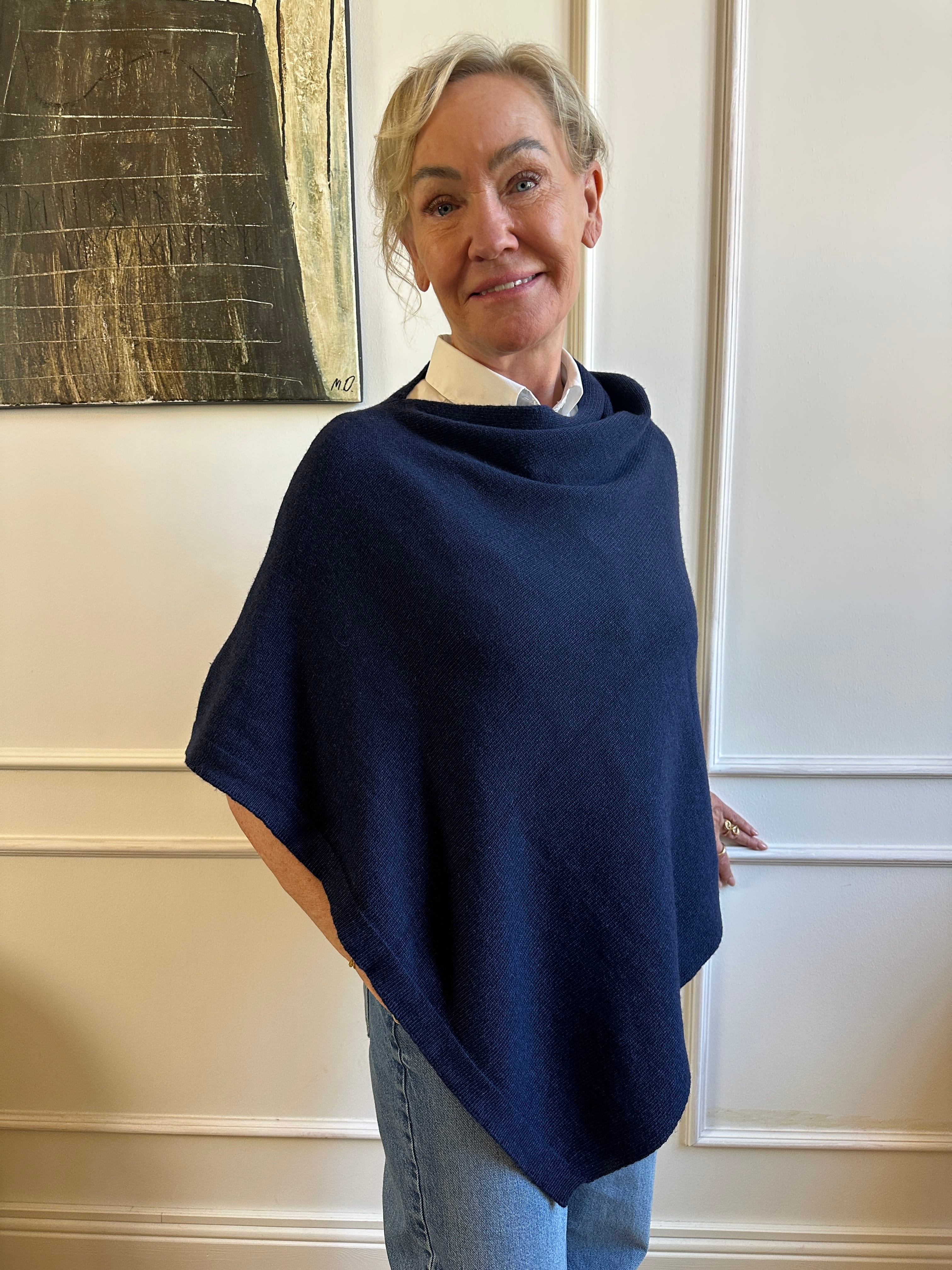 Poncho med Cashmere - Blå Assia di Brunetti Federica e C. s.a.s.