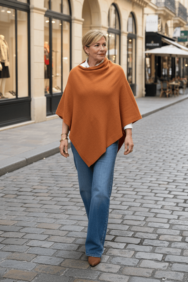 Poncho med cashmere - Rust Assia di Brunetti Federica e C. s.a.s.