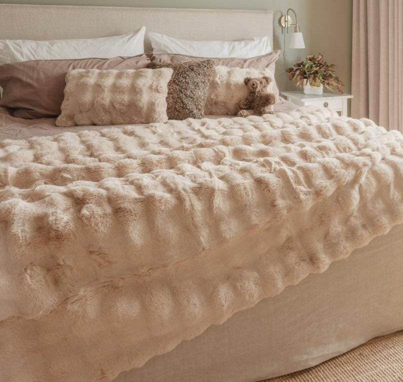 Faux fur tæppe - Beige Lammeskind OtherStuff