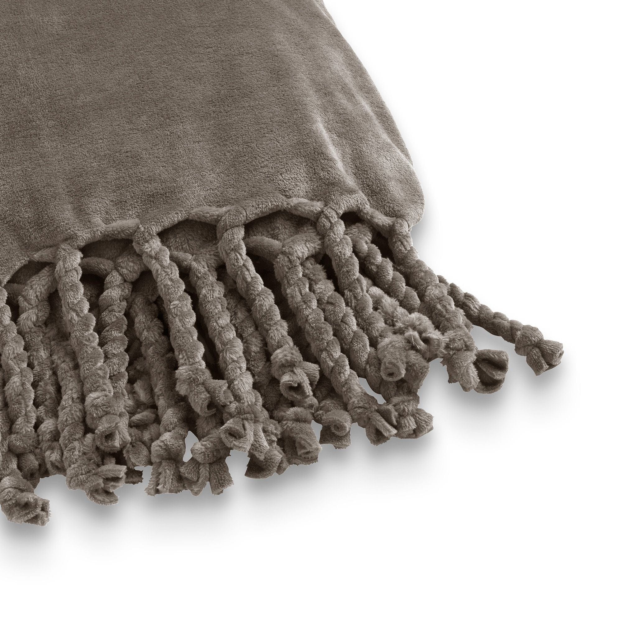 Fleece plaid i Gråbrun m. frynser (150 x 200cm) Plaid Otherstuff