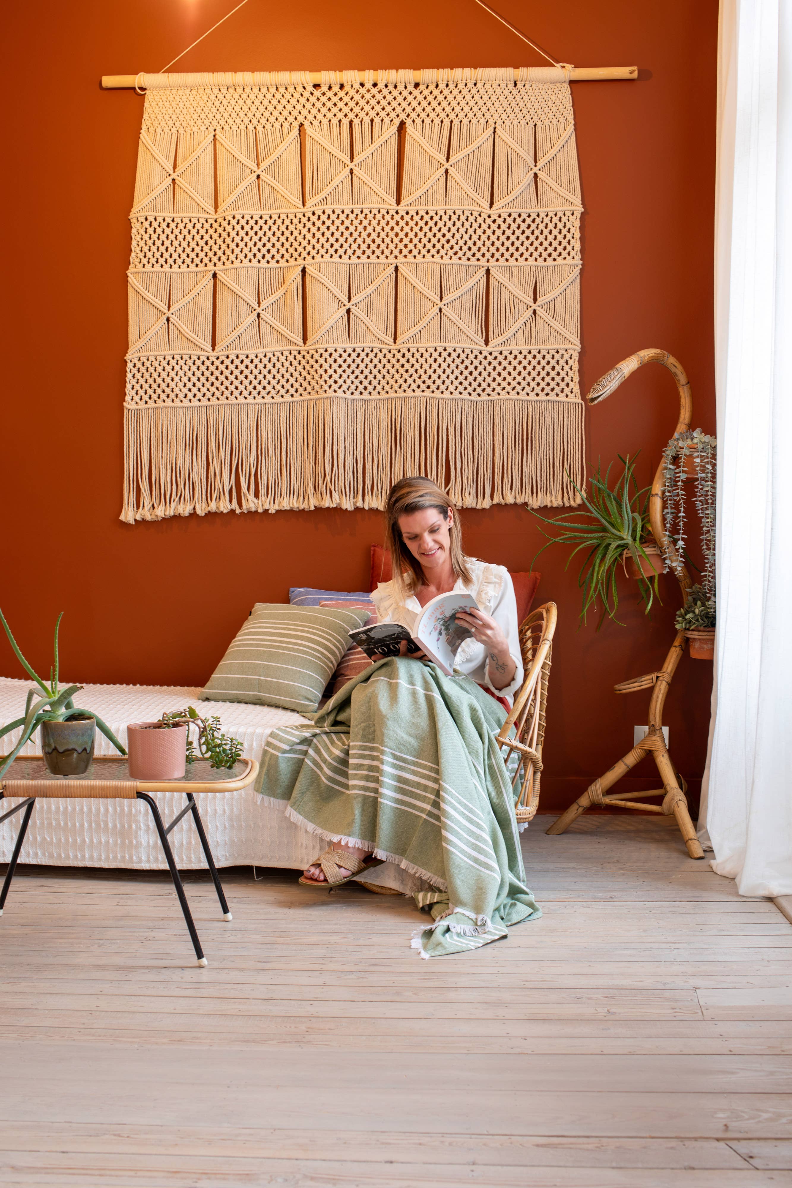 Sommerplaid SOLENE - 150x200 cm: Grøn Tiseco